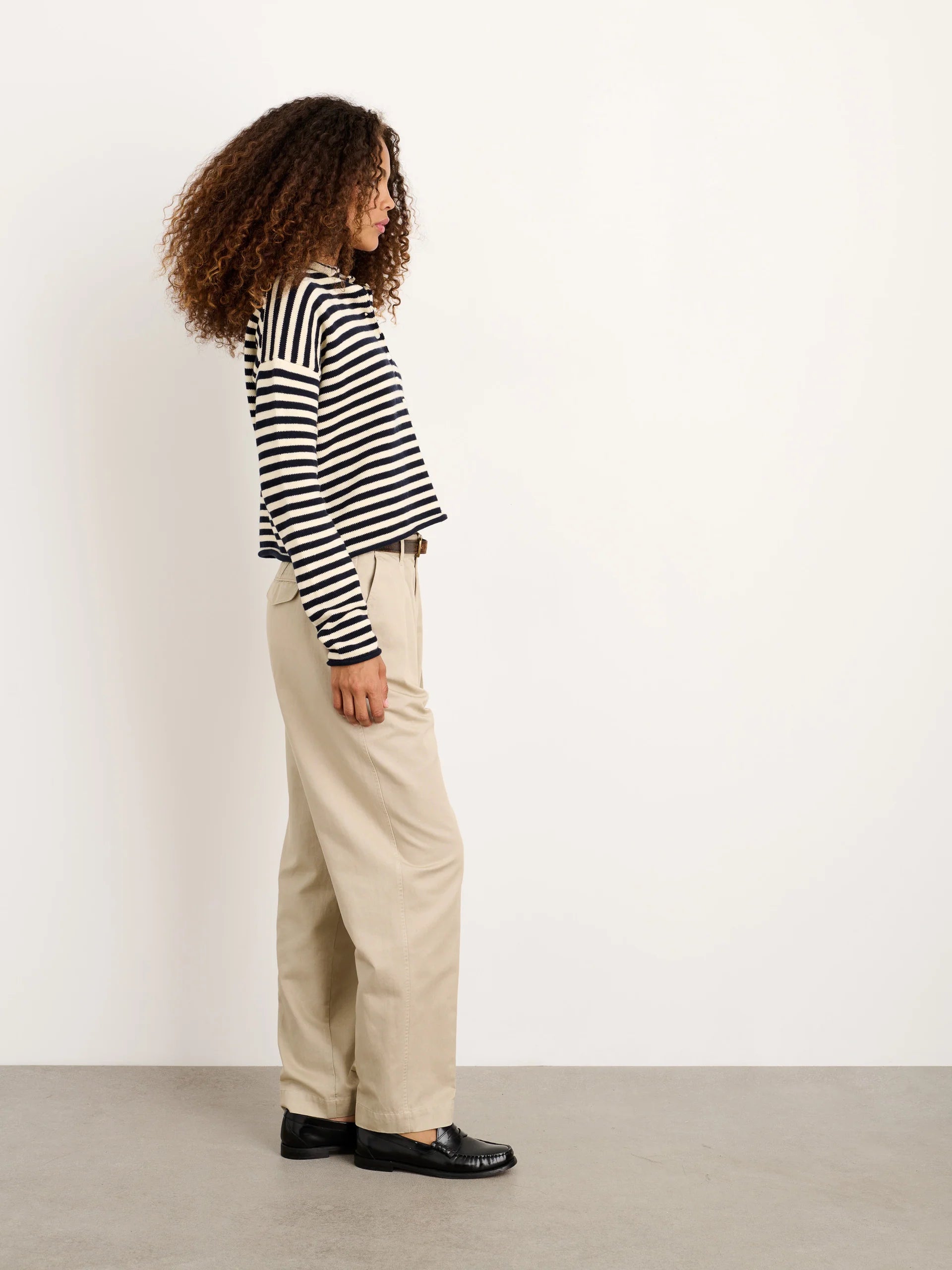 Taylor Cardigan in Cotton Cashmere - Navy/Ivory