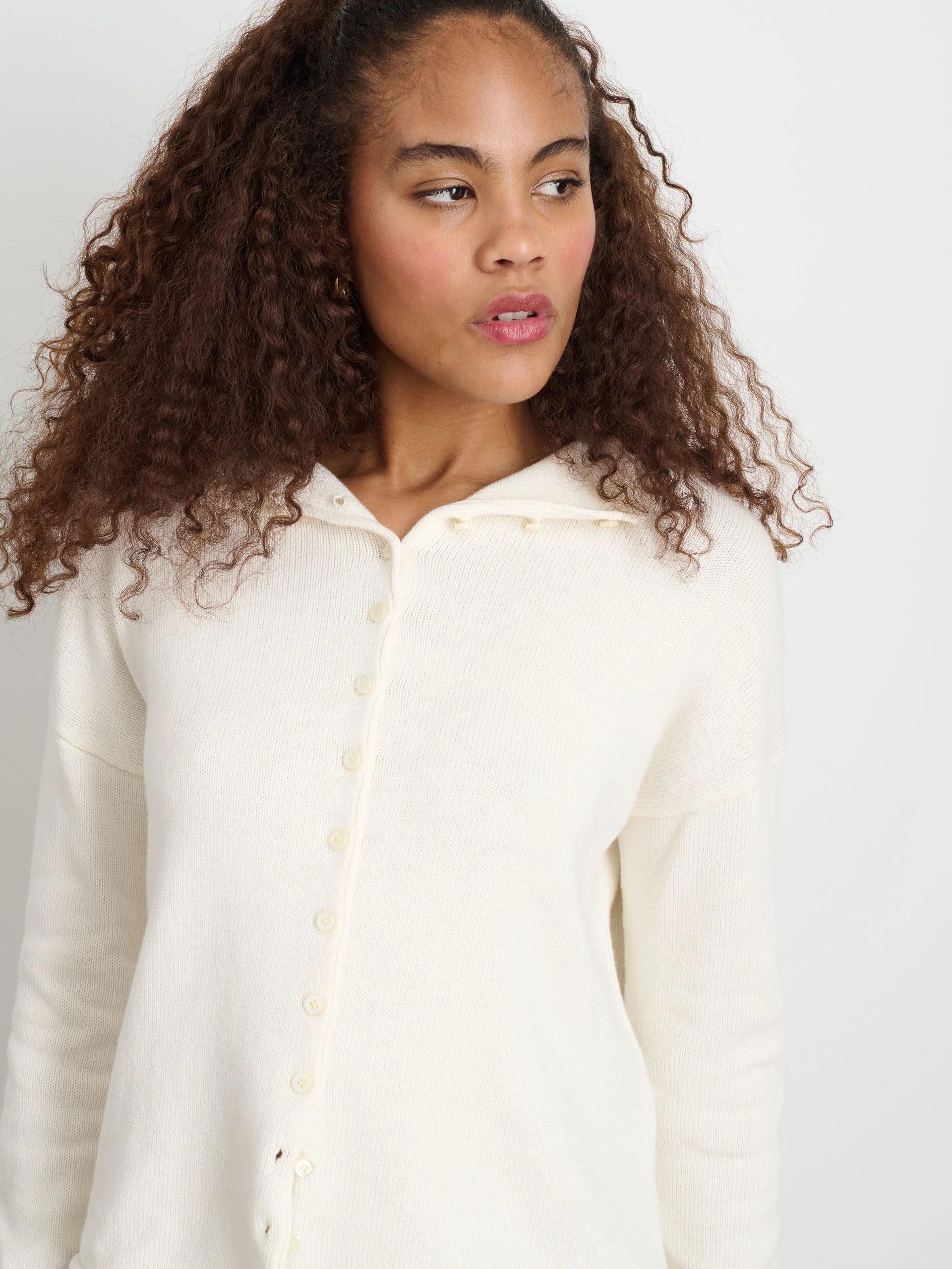 Taylor Cardigan in Cotton Cashmere - Ivory