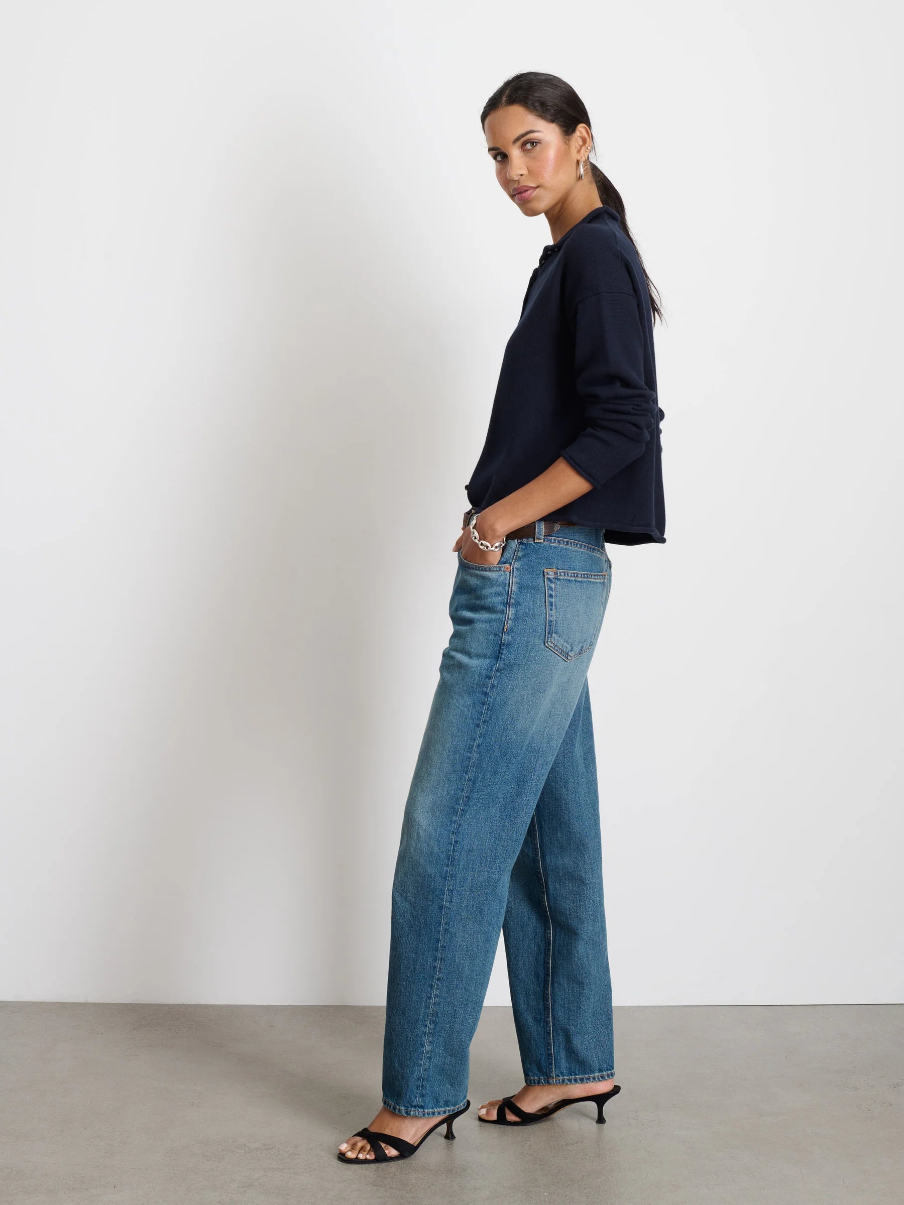 Taylor Cardigan in Cotton Cashmere - Navy