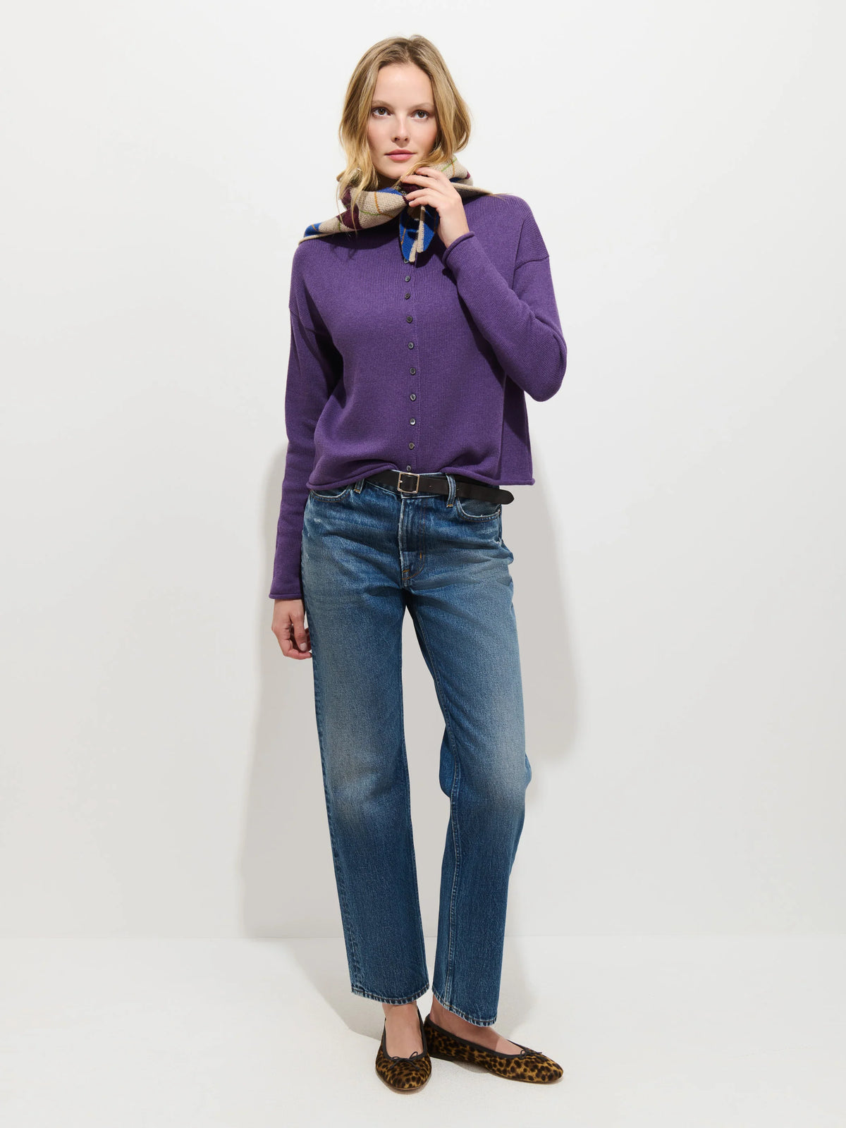 Taylor Cardigan in Cotton Cashmere - Peruvian Purple