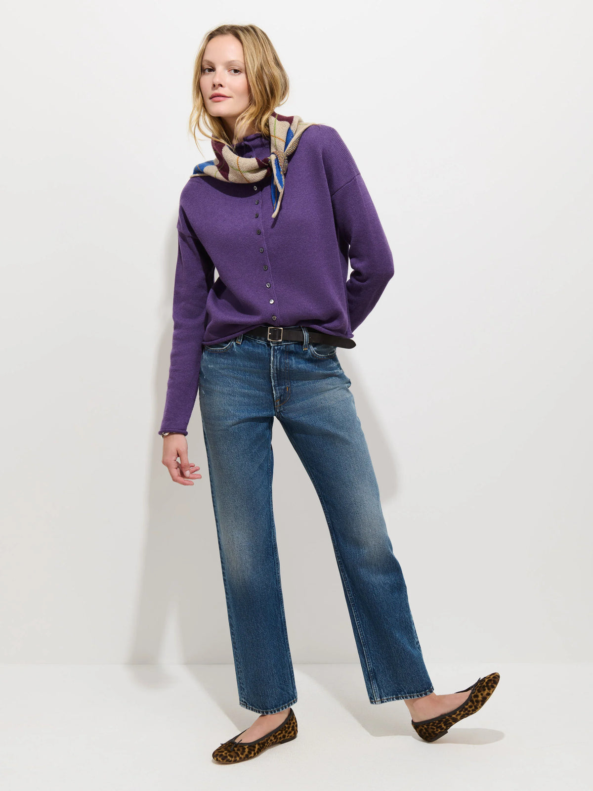 Taylor Cardigan in Cotton Cashmere - Peruvian Purple