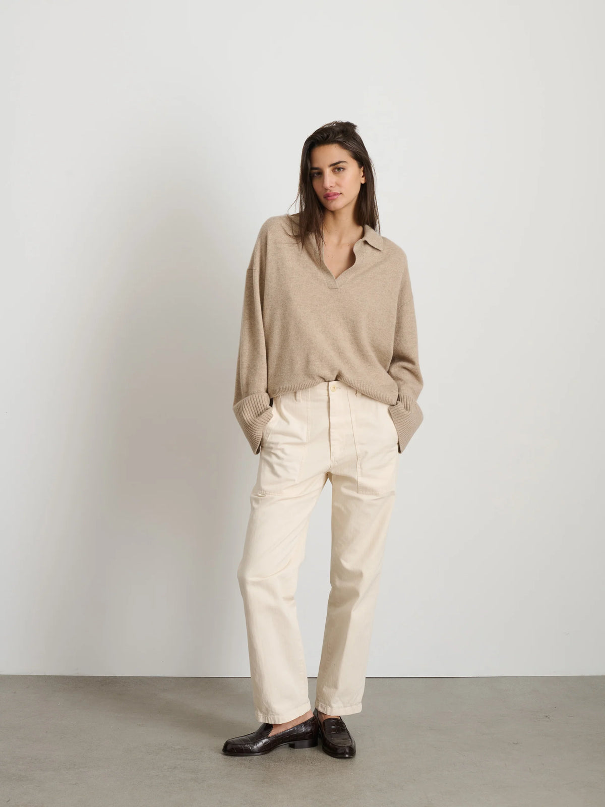Neil Pant in Herringbone - Ecru