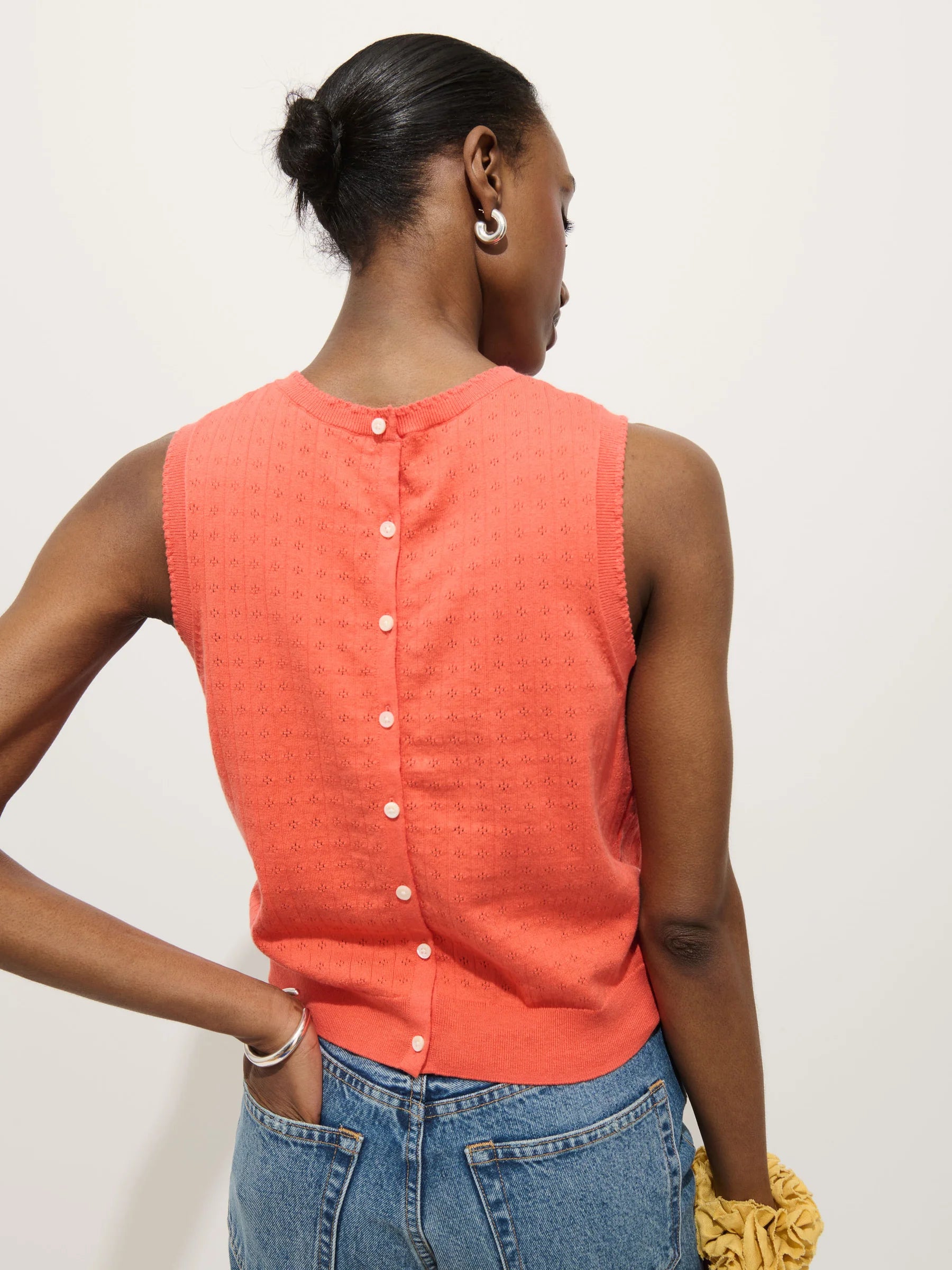 Odette Sweater Tank In Cotton Cashmere - Coral