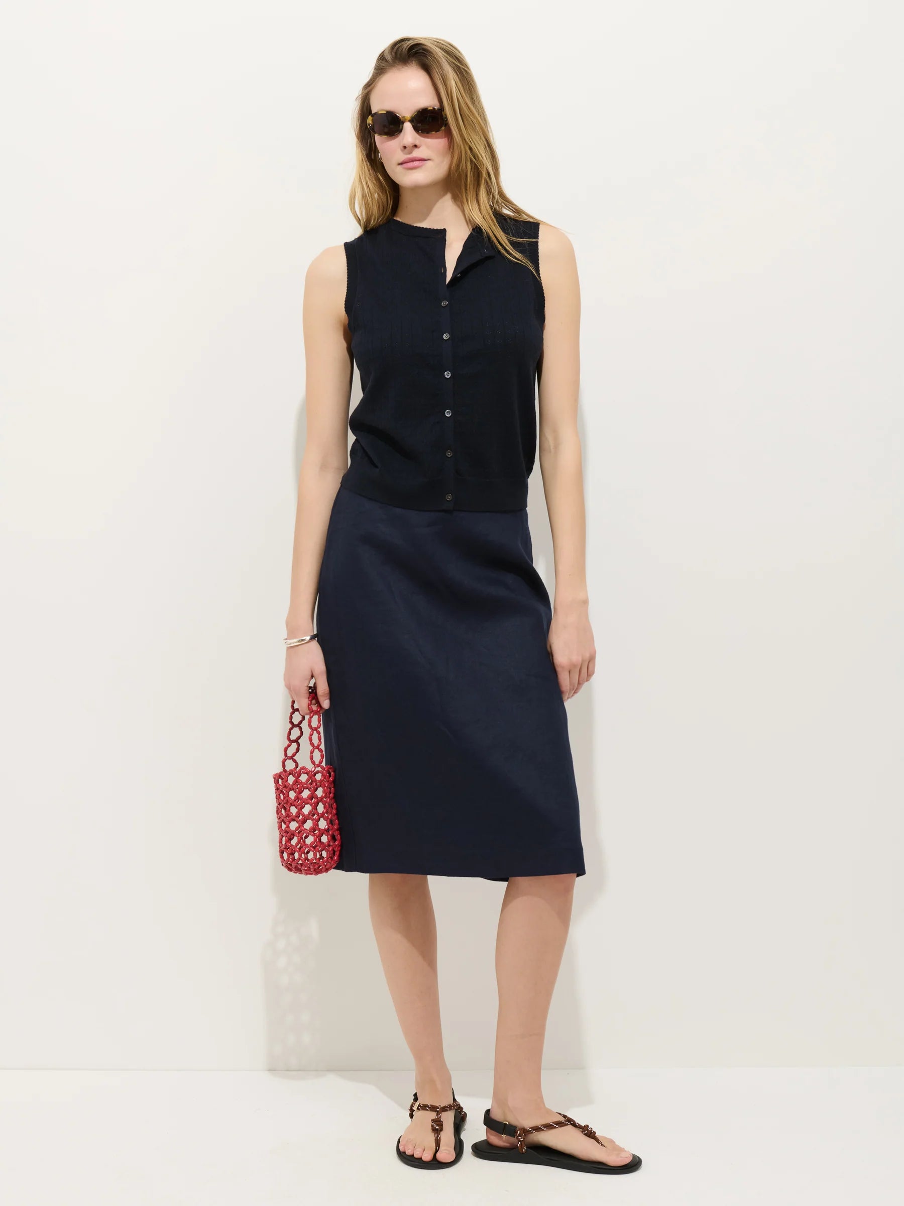 Odette Sweater Tank In Cotton Cashmere - Navy