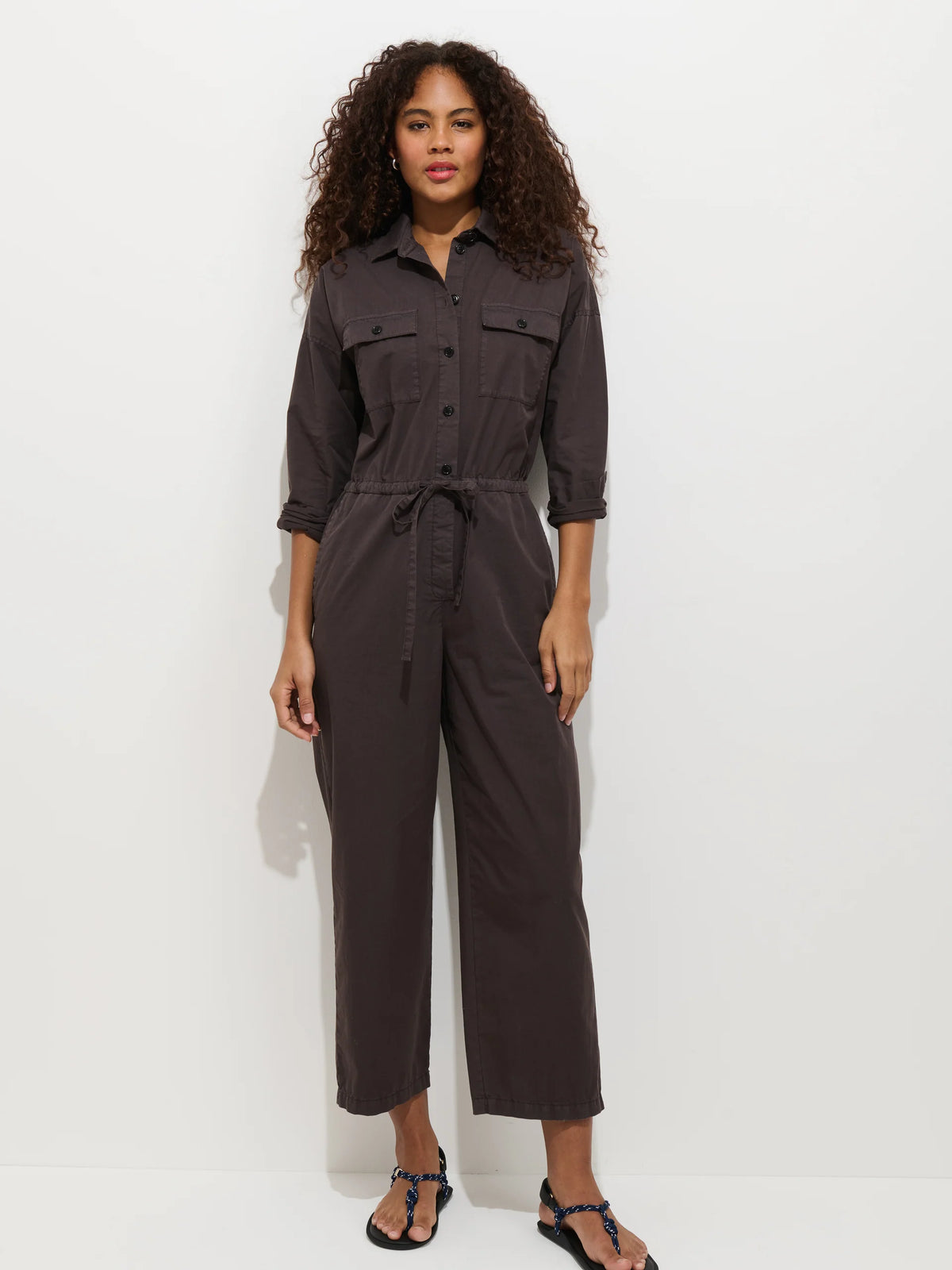 Delancey Jumpsuit in Lightweight Twill - Shadow