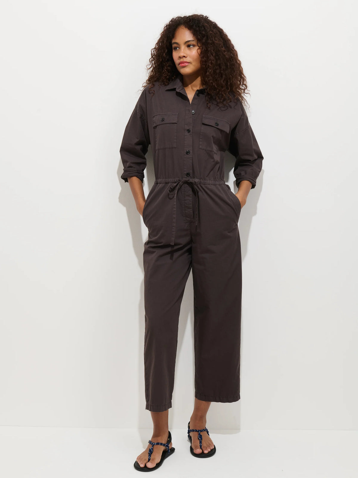 Delancey Jumpsuit in Lightweight Twill - Shadow