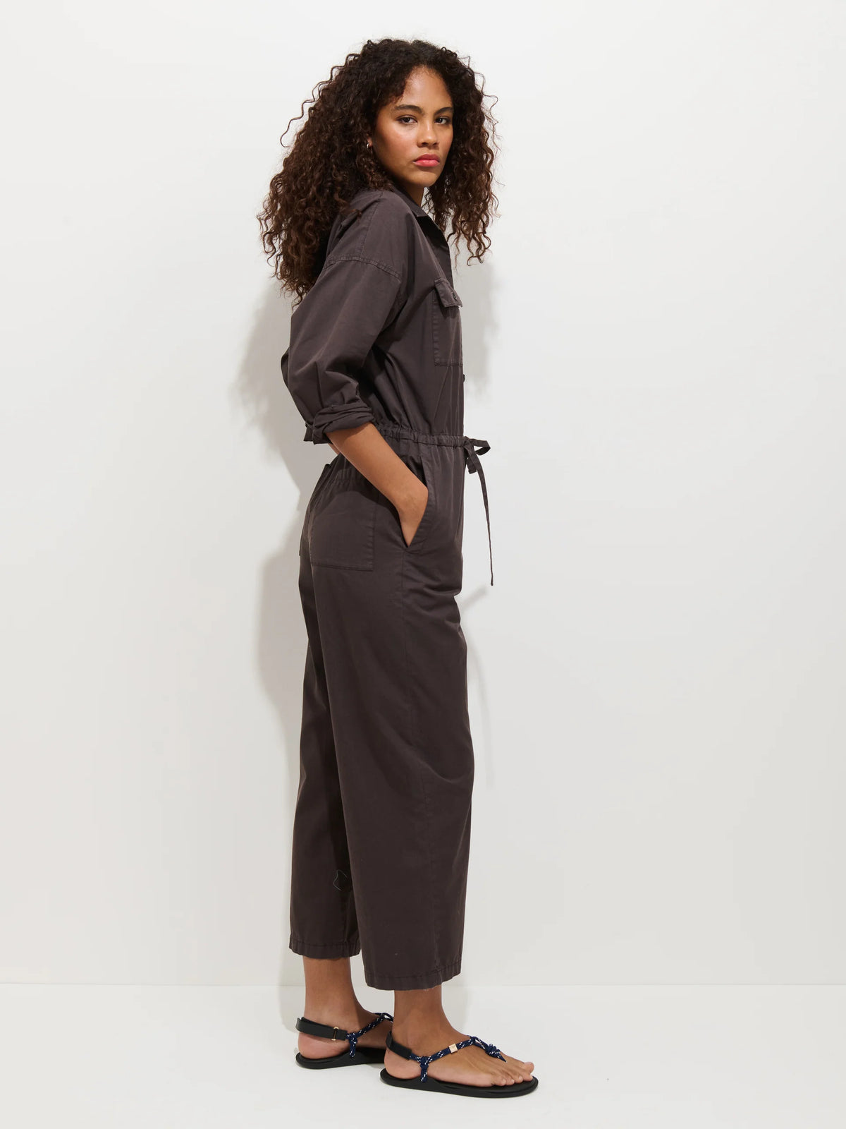 Delancey Jumpsuit in Lightweight Twill - Shadow