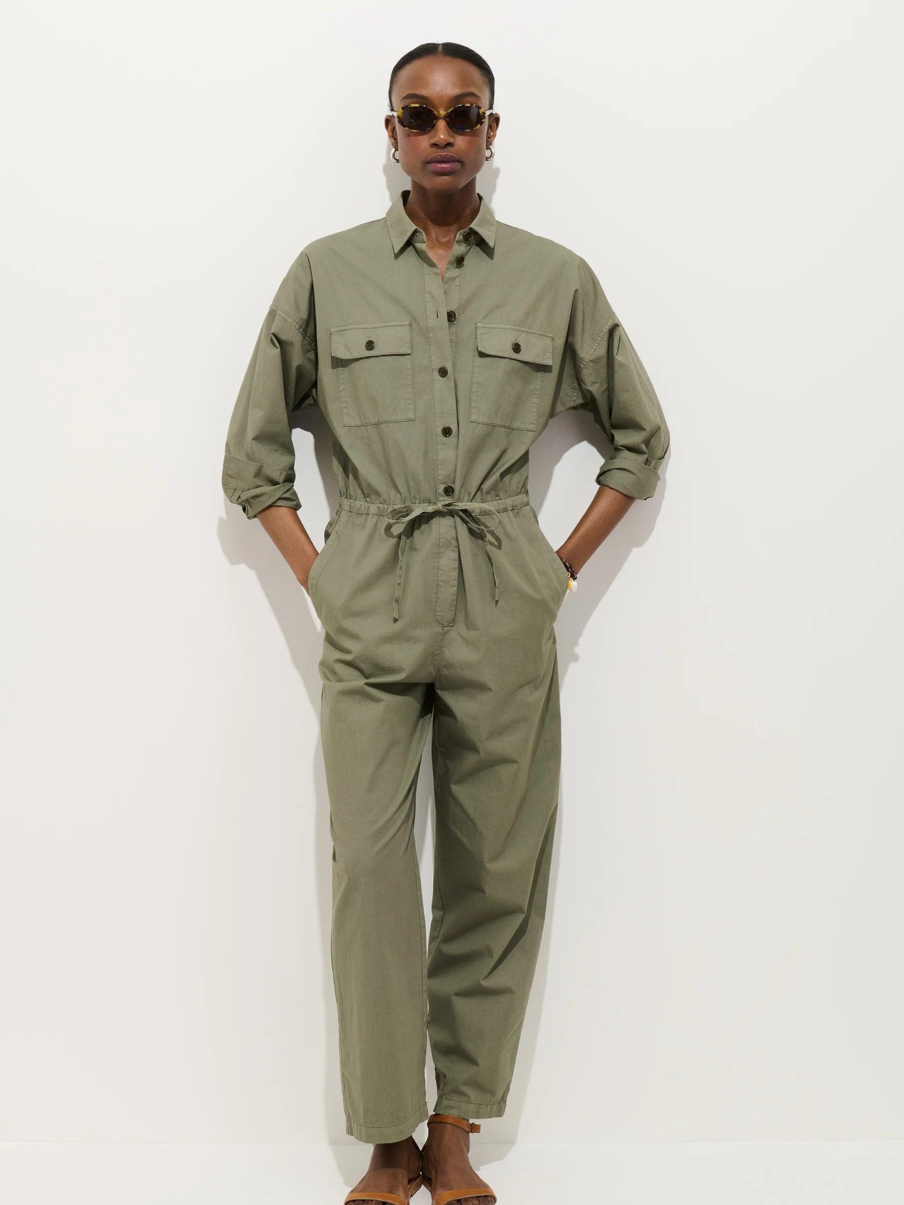 Delancey Jumpsuit in Summer Twill - Vintage Olive