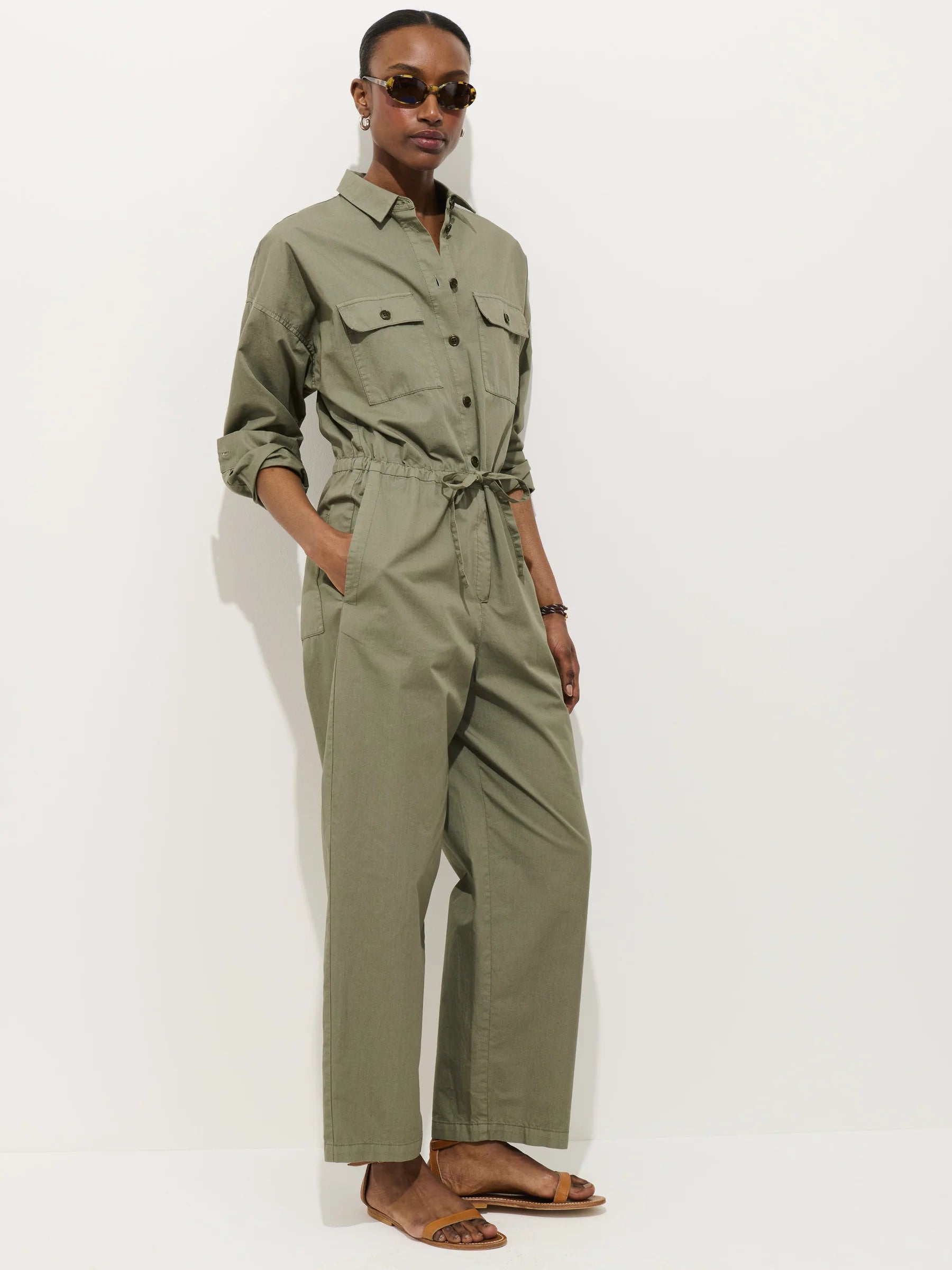 Delancey Jumpsuit in Summer Twill - Vintage Olive