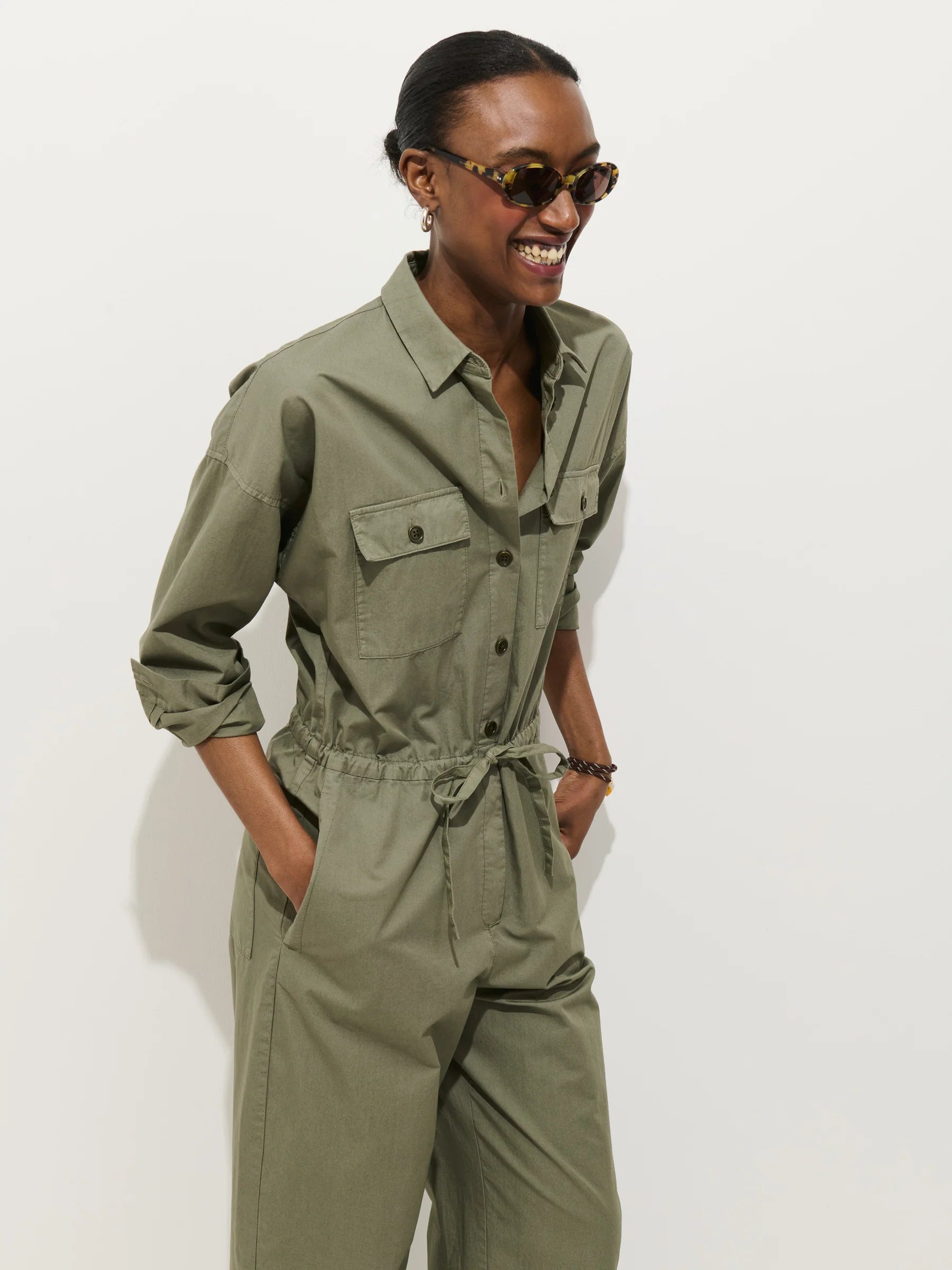 Delancey Jumpsuit in Summer Twill - Vintage Olive