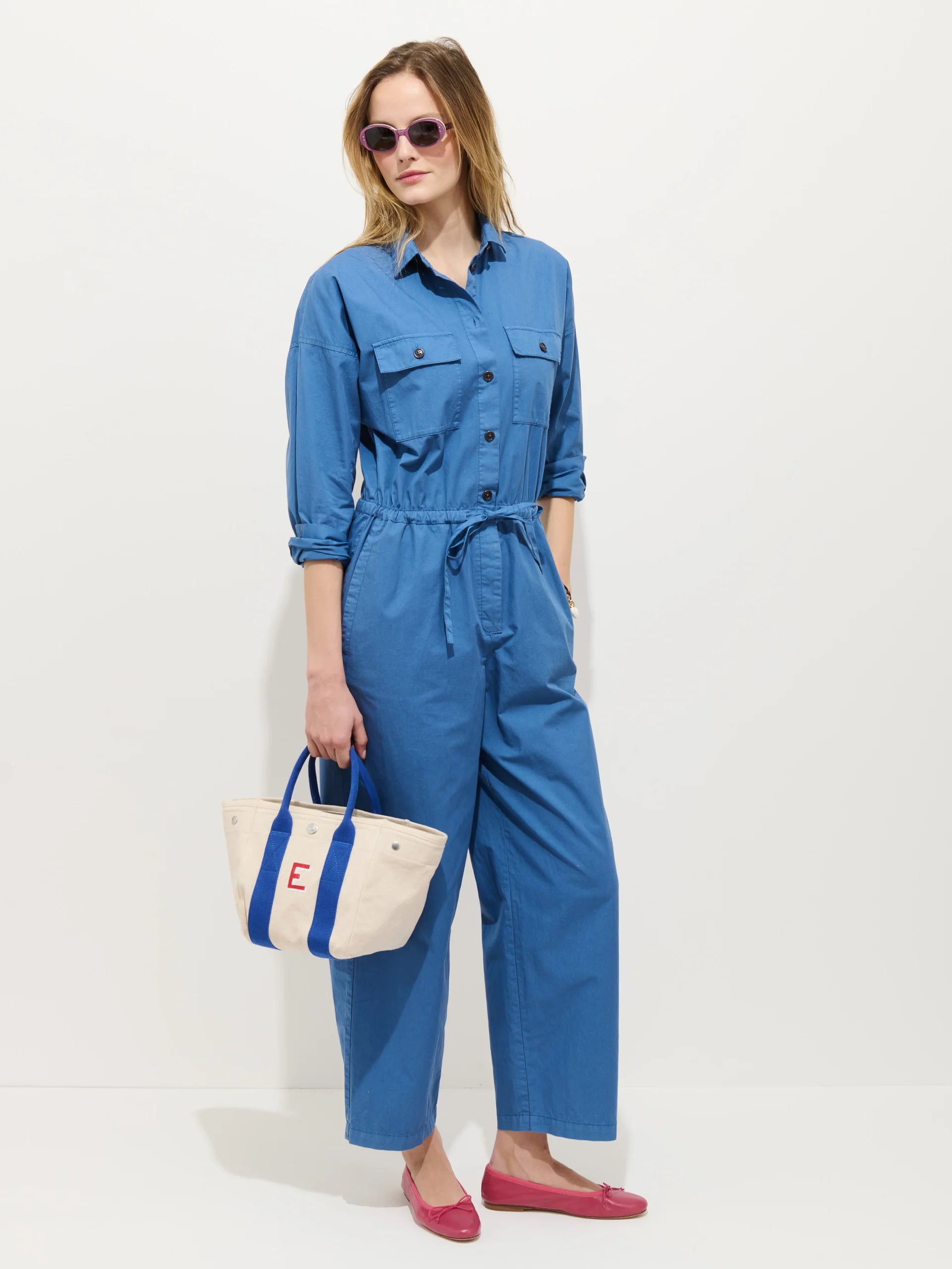 Ricard Jumpsuit in Summer Twill - Washed Cobalt