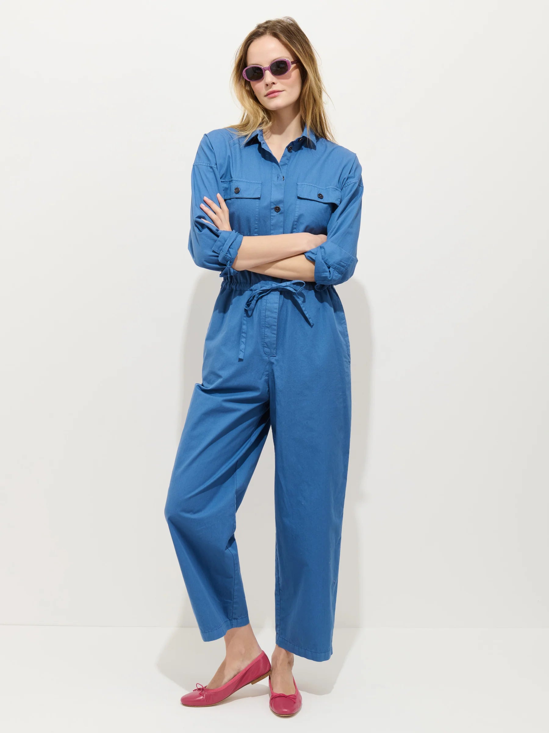 Ricard Jumpsuit in Summer Twill - Washed Cobalt