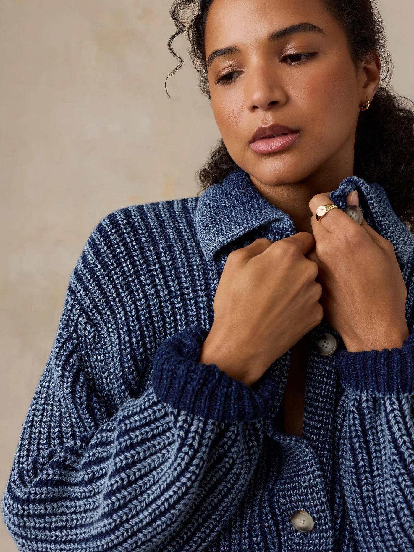 Sunwashed Indigo Cotton Lodge Cardigan - Midnight Indigo Wash