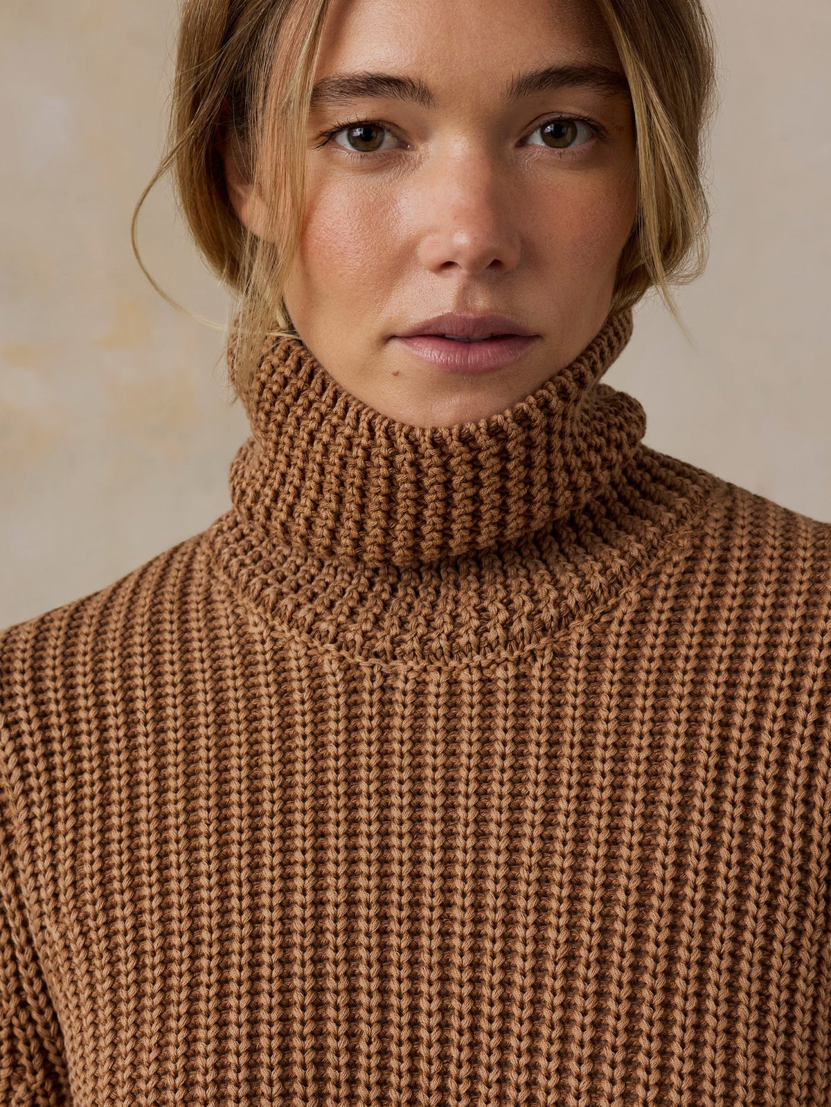 Sunwashed Cotton Turtleneck - Toasted Sun