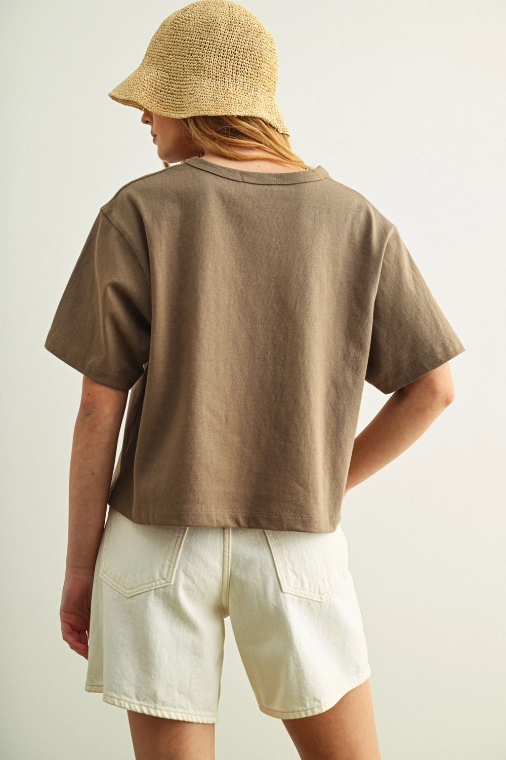 Boxy Linen Tee - Olive