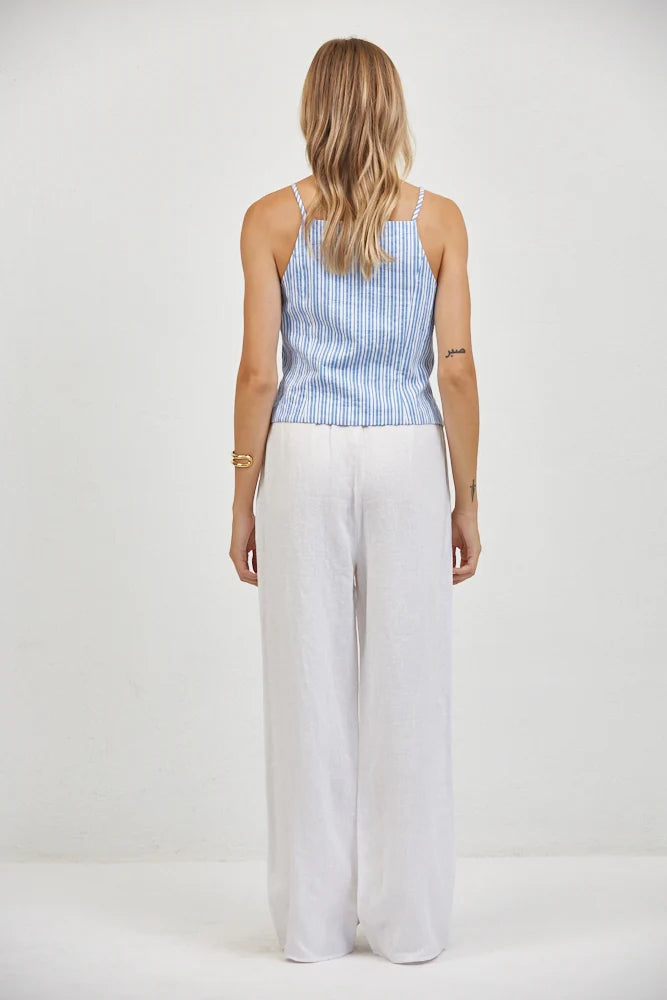 Aster Striped Button Top - Blue