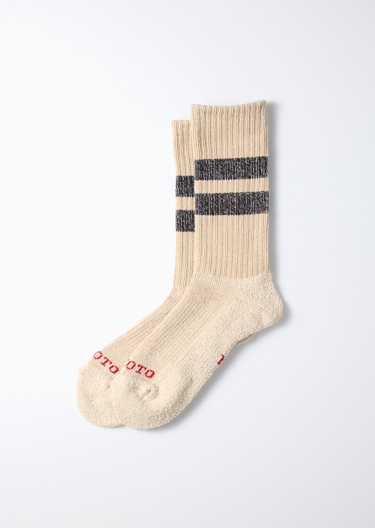 Pile Stripe Marl Socks - Beige/Black