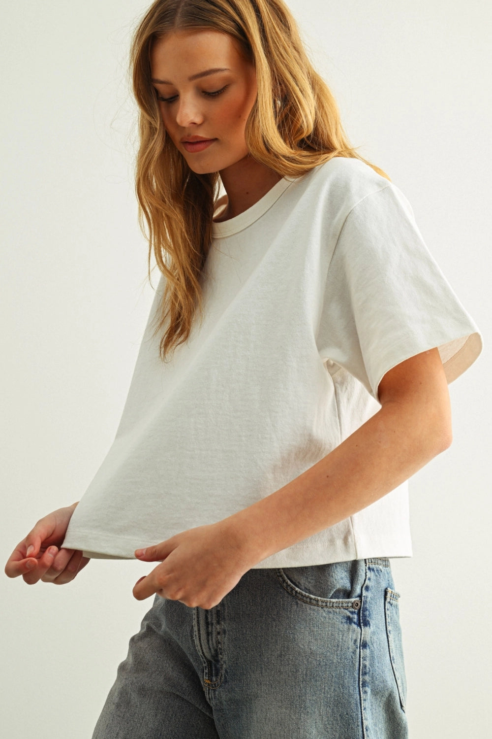 Short Sleeve Linen Knitted Top - White
