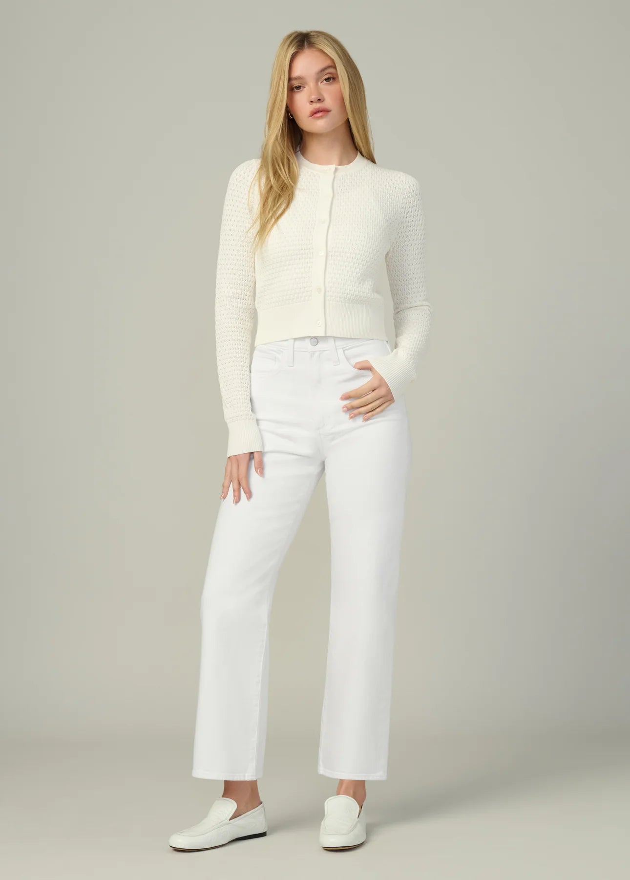 The Margot Crop - High Rise Straight - White