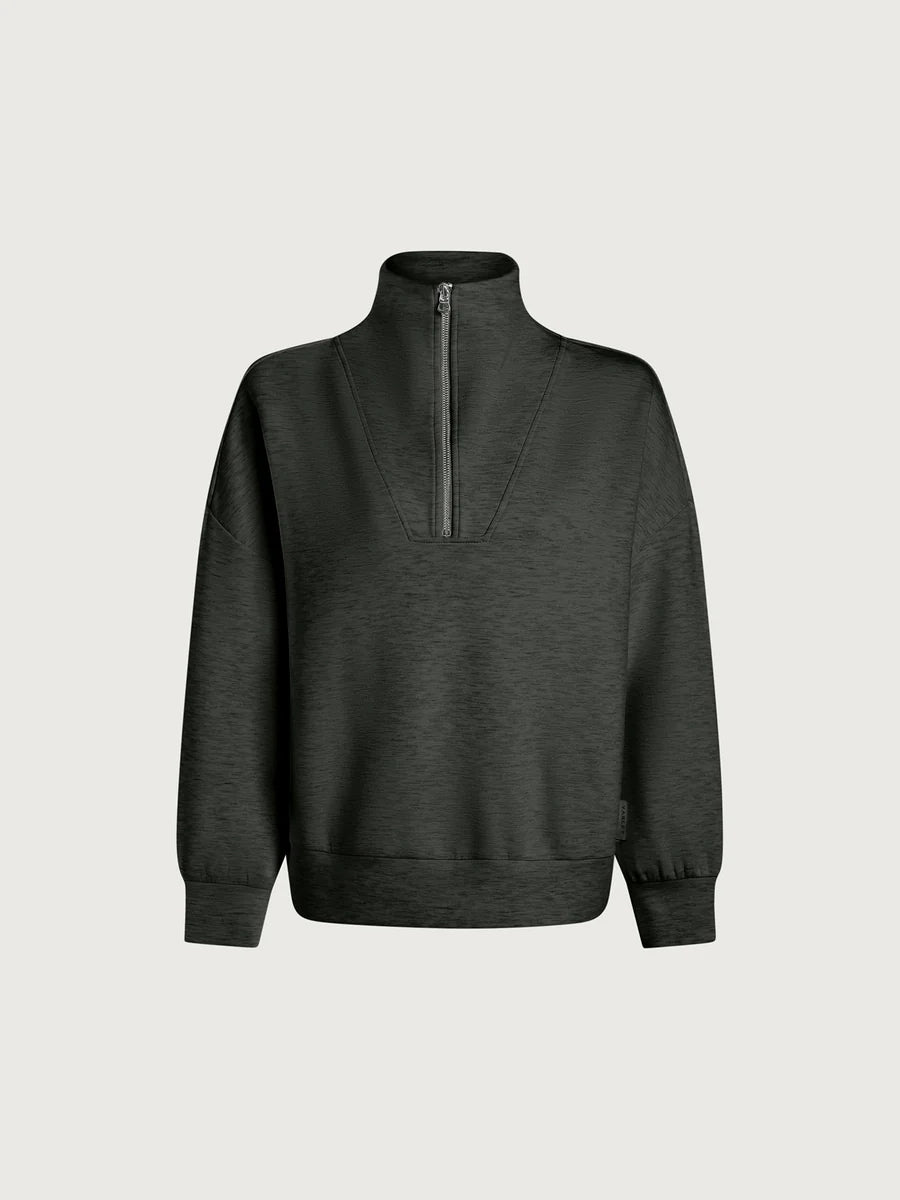 Hawley Half Zip Sweat - Olive Marl