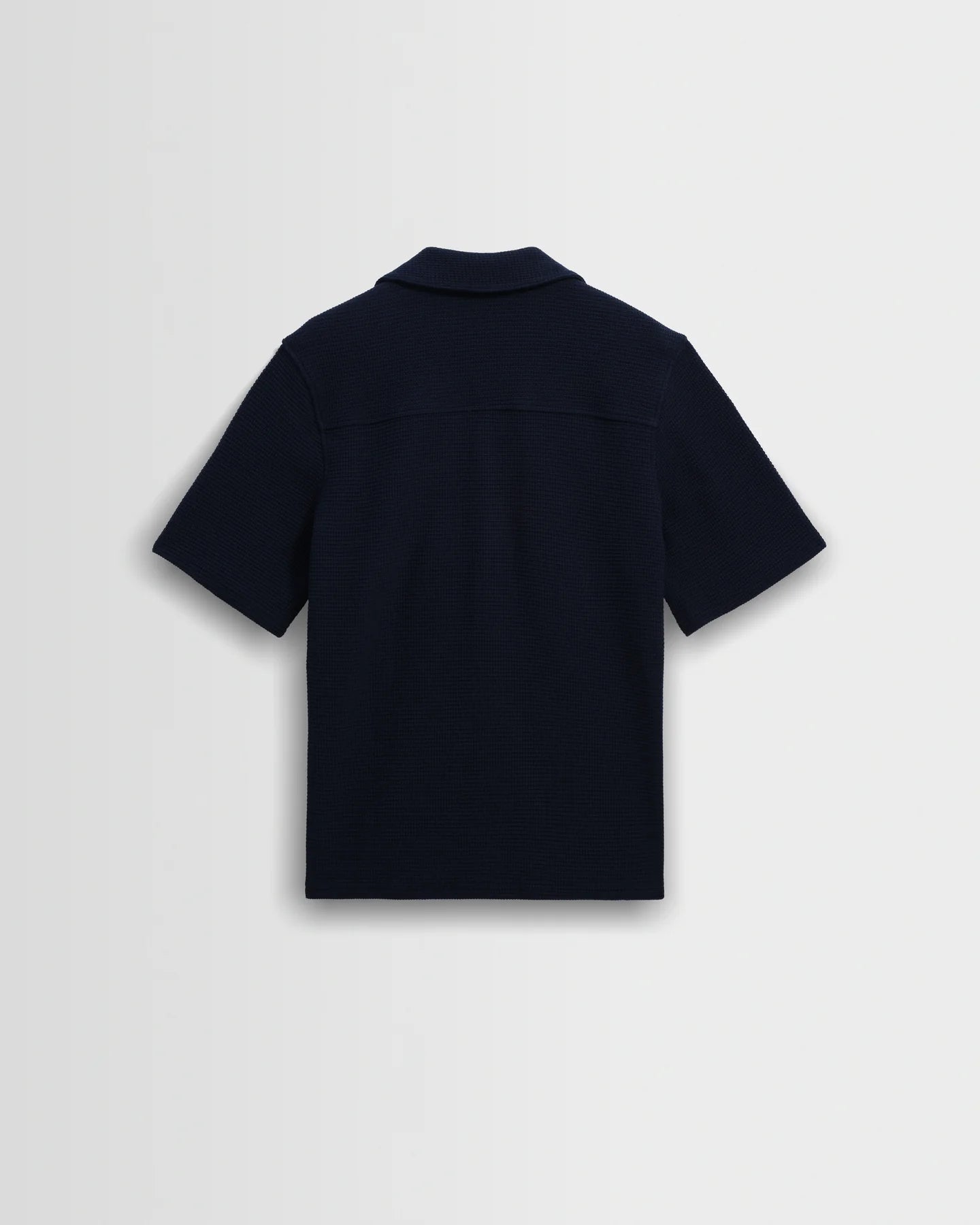Clayland - Navy Textured Waffle Short-Sleeve Shirt