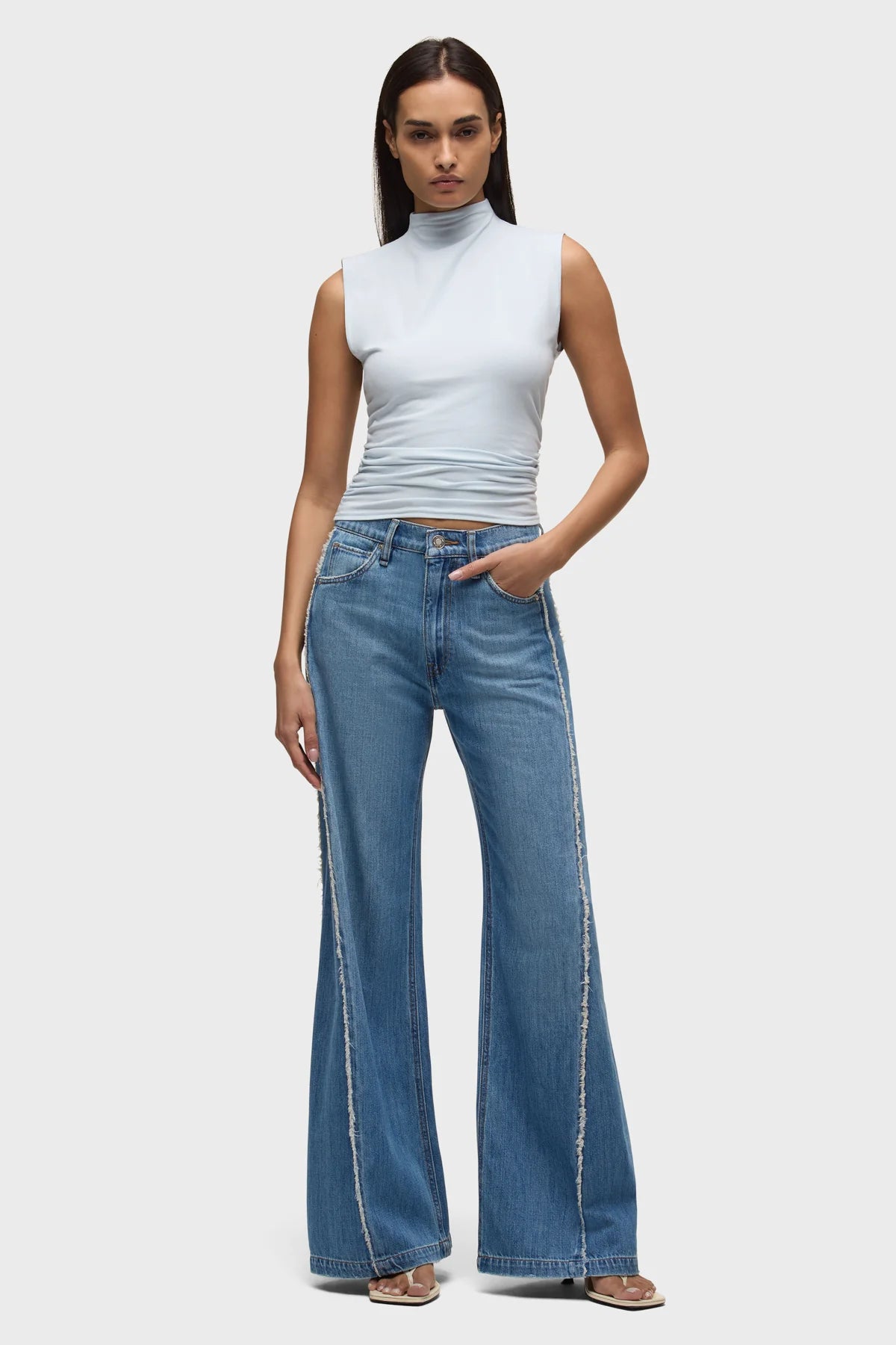 Jodie Loose Fit Wide Leg with Frayed Seams - Unravel