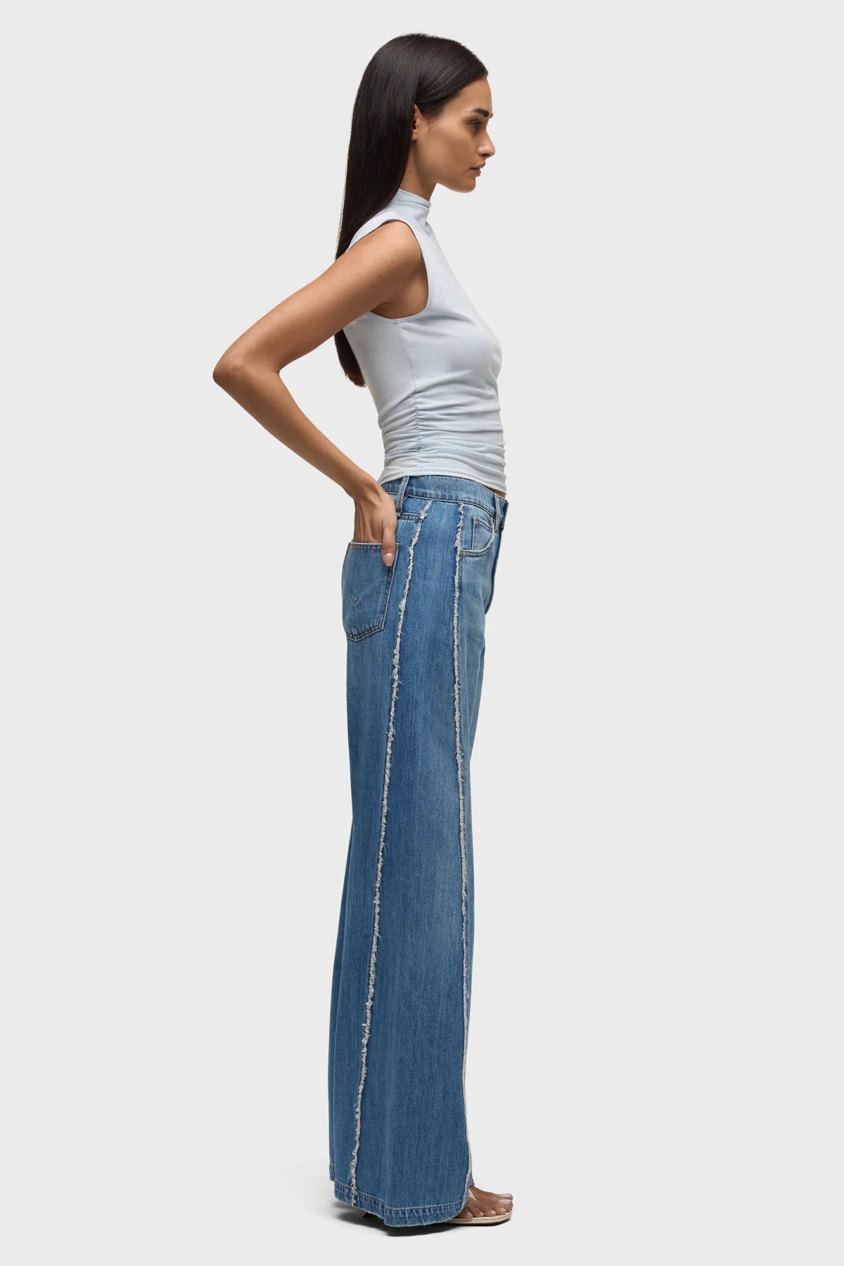 Jodie Loose Fit Wide Leg with Frayed Seams - Unravel