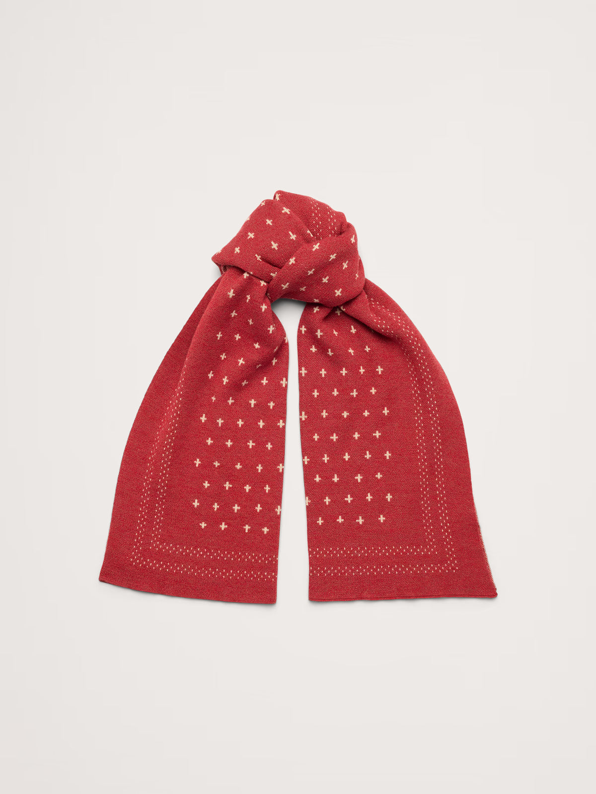 Merino Cotton Bandana Scarf -Red