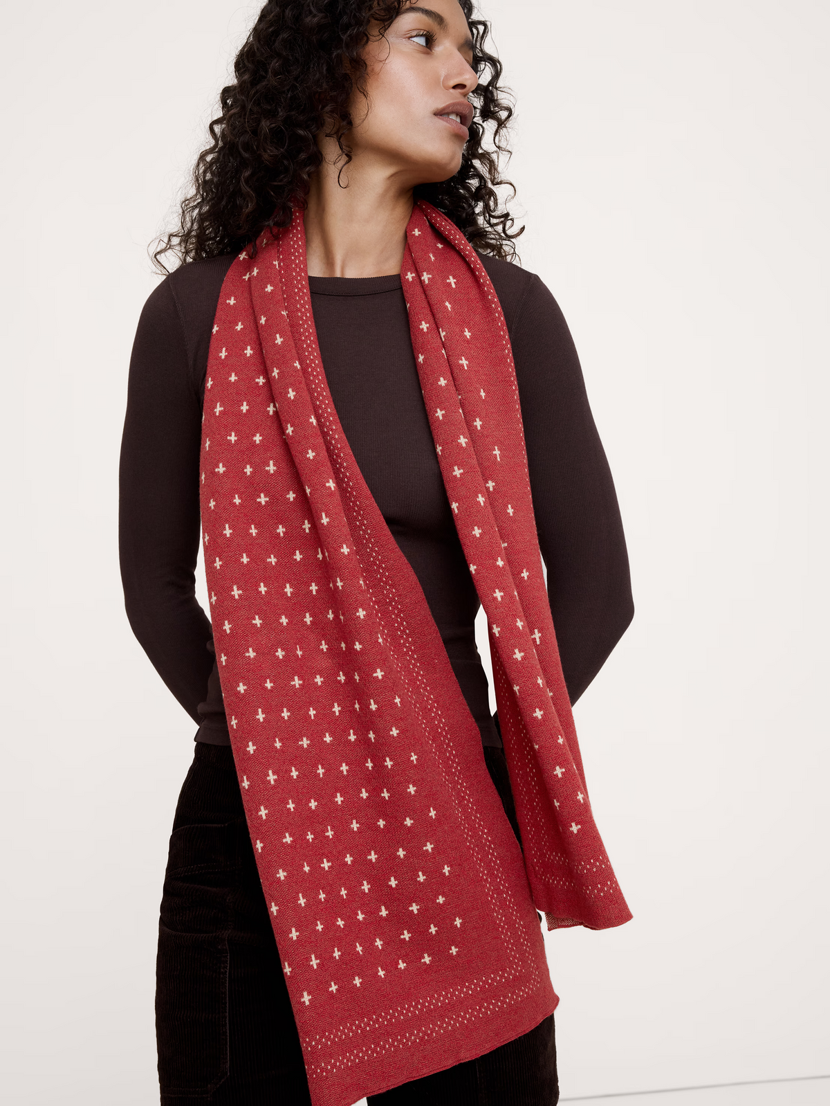 Merino Cotton Bandana Scarf - Mocha