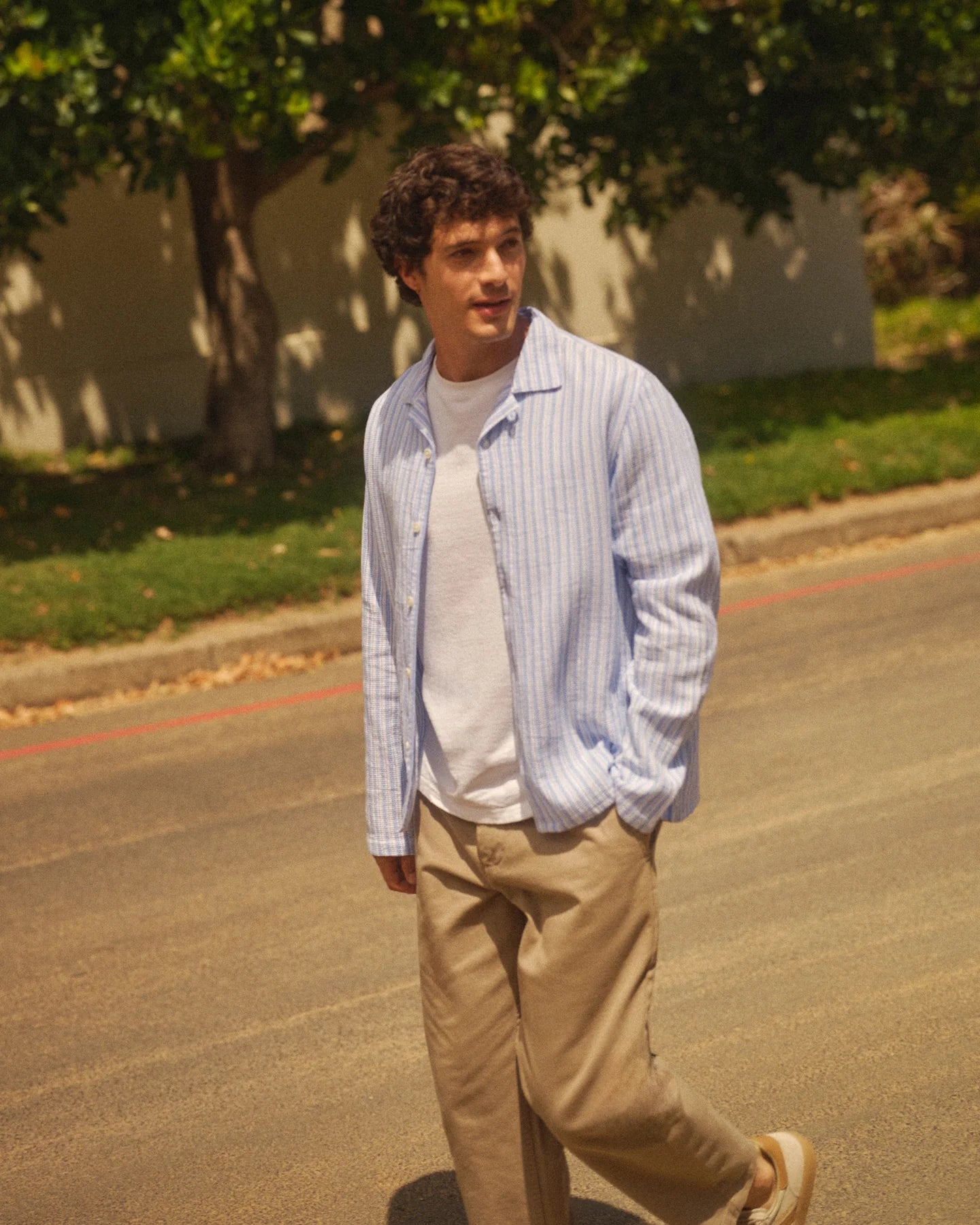 Corey - Bright Blue Cotton Twisted Stripe Shirt
