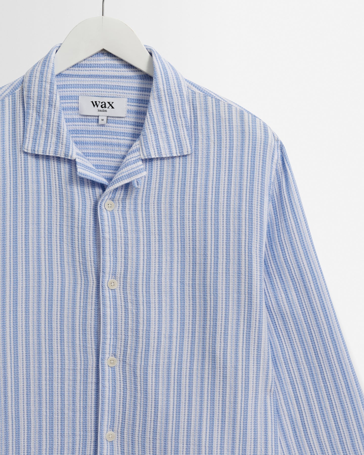 Corey - Bright Blue Cotton Twisted Stripe Shirt