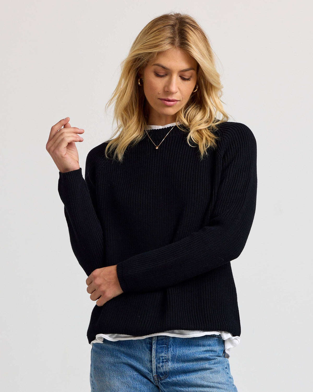 Cotton Fisherman Crew - Black