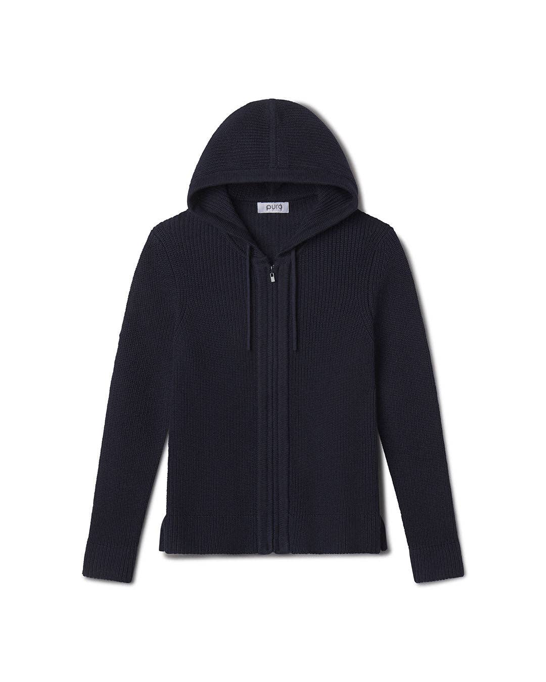 Cotton Fisherman Hoodie - Navy
