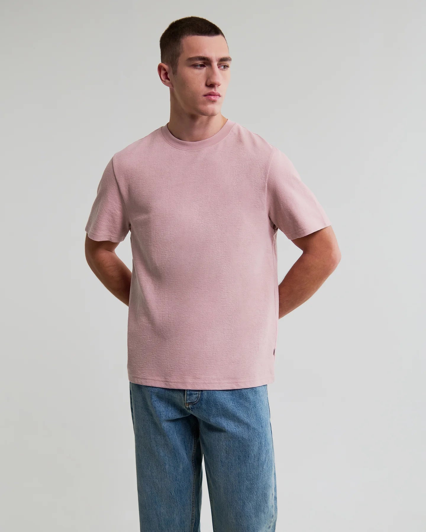 Dean Textured Organic Cotton T-Shirt - Dusty Pink