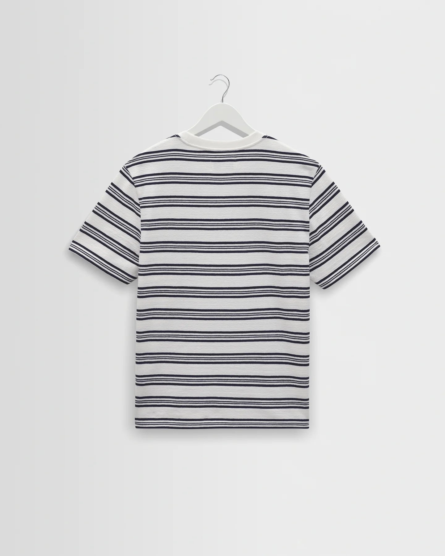 Dean Striped Textured Organic Cotton T-Shirt - Ecru and Navy