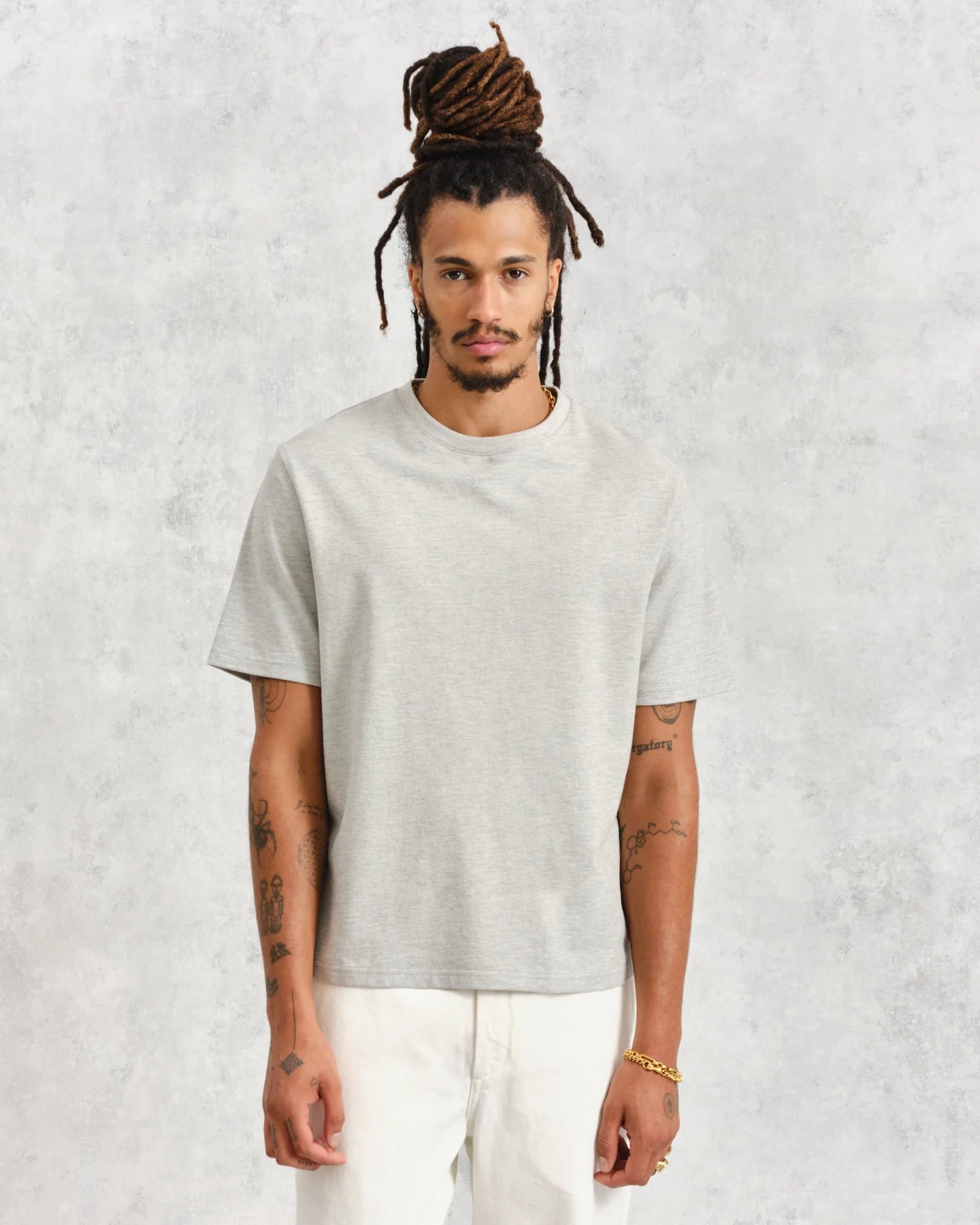 Dean Textured Organic Cotton T-Shirt - Grey Marl