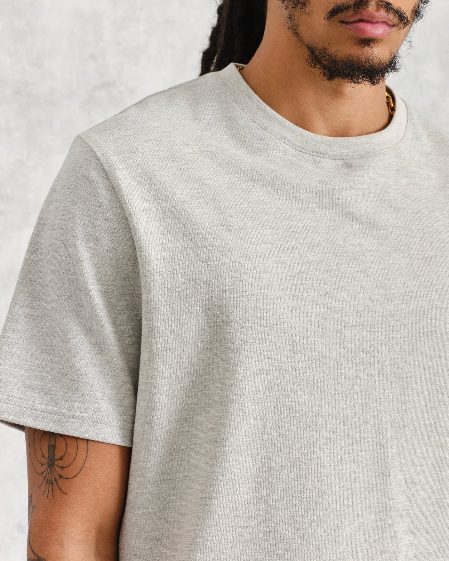 Dean Textured Organic Cotton T-Shirt - Grey Marl