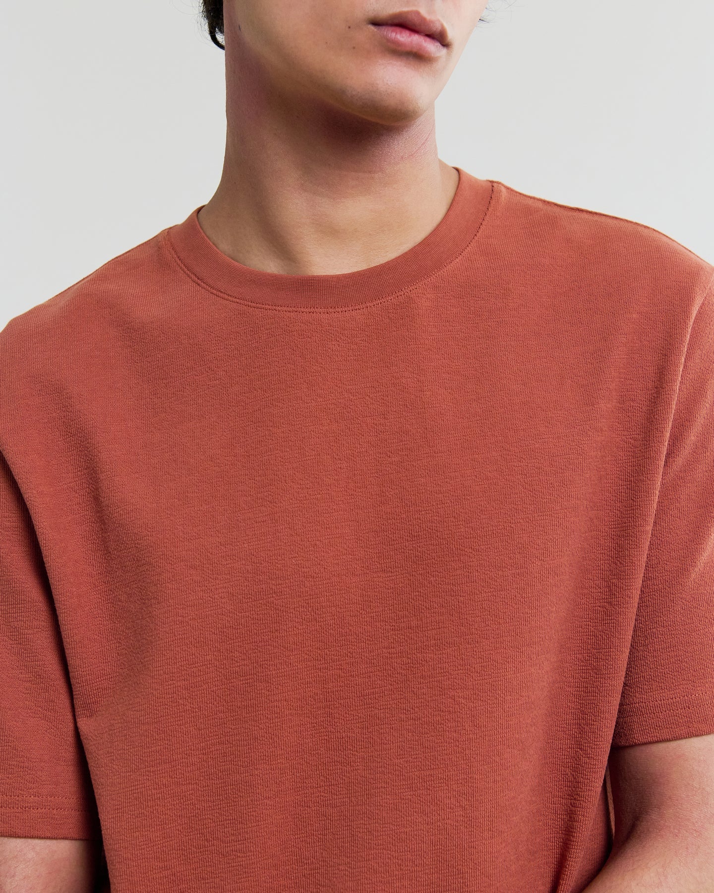 Dean Textured Organic Cotton T-Shirt - Rust