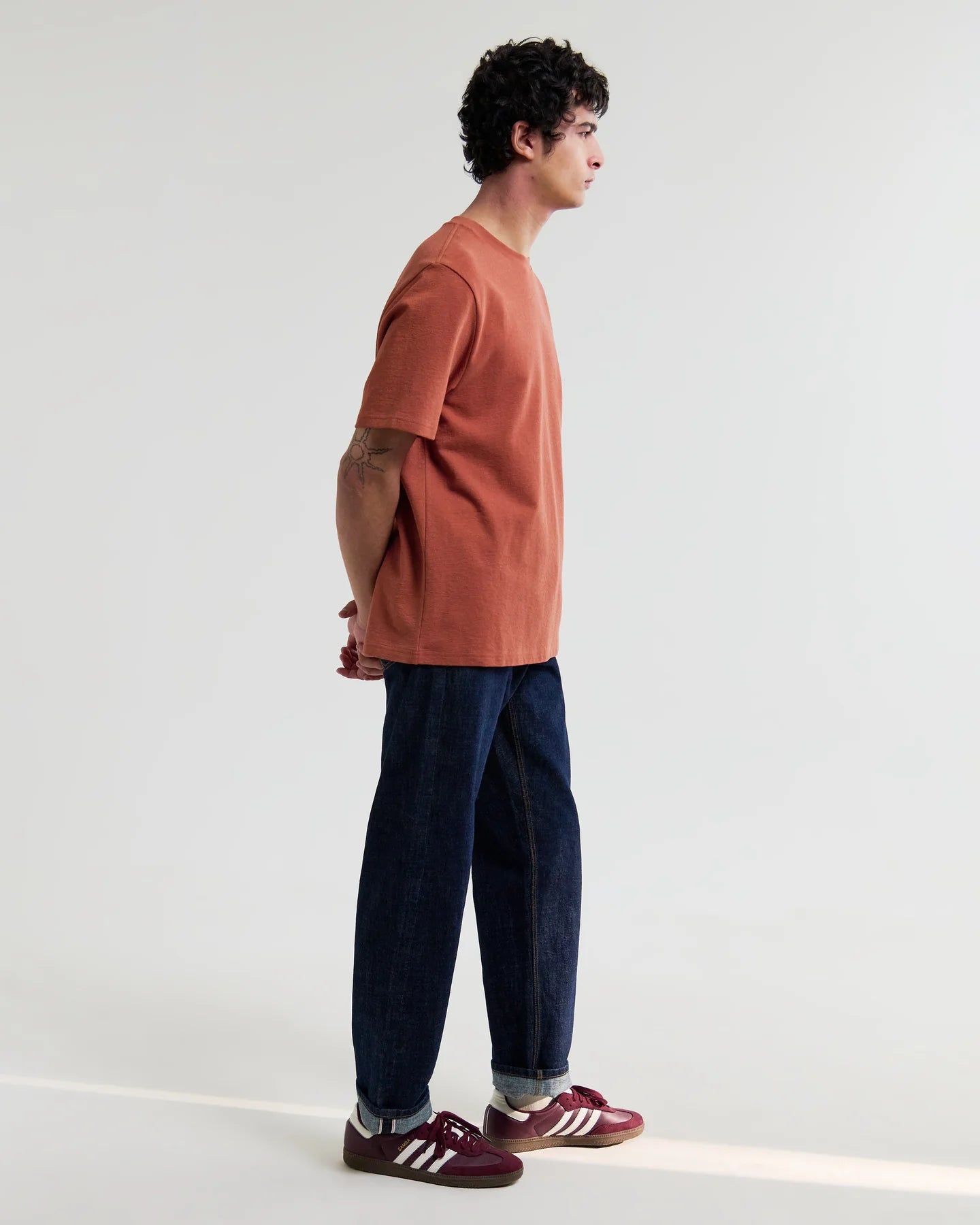 Dean Textured Organic Cotton T-Shirt - Rust