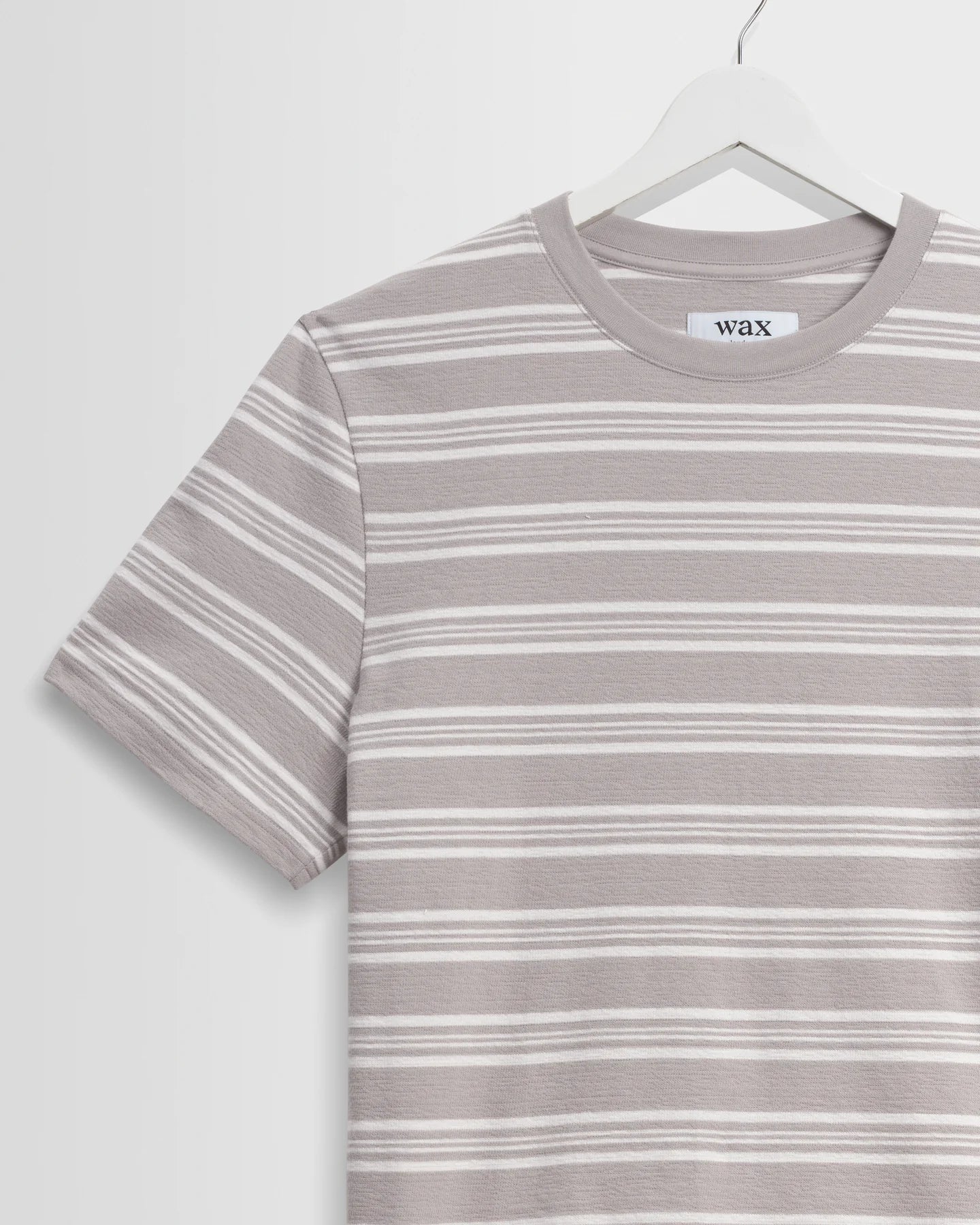 Dean - Taupe And Ecru Textured Stripe Organic Cotton T-Shirt