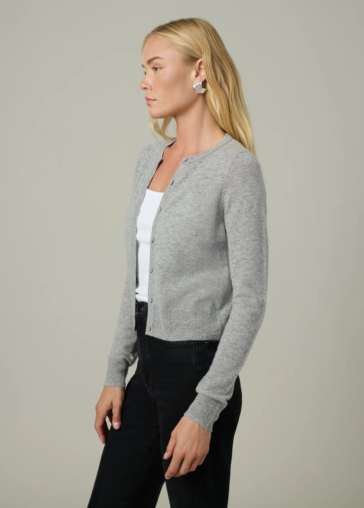The Dani Cashmere Cardigan - Heather Grey