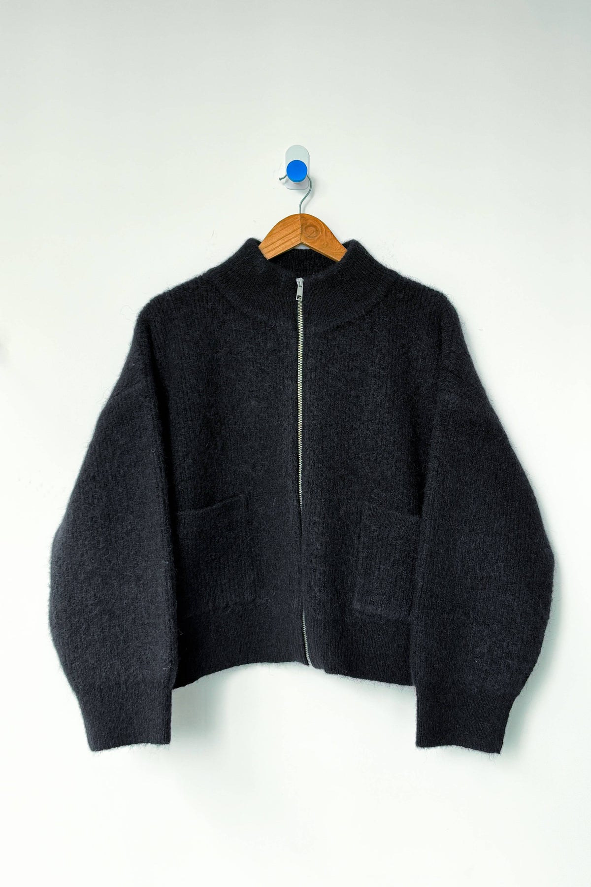 Alpaca Zip Front Jacket - Black