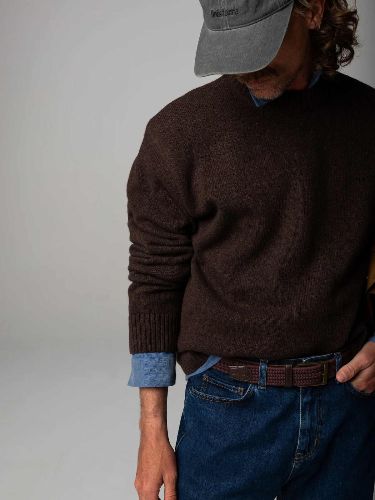 Escall Crew Neck Knit Sweater - Coffee Brown