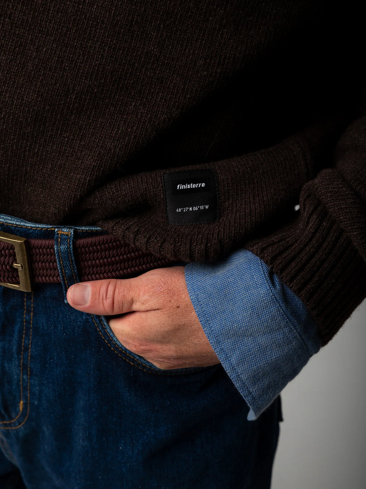 Escall Crew Neck Knit Sweater - Coffee Brown