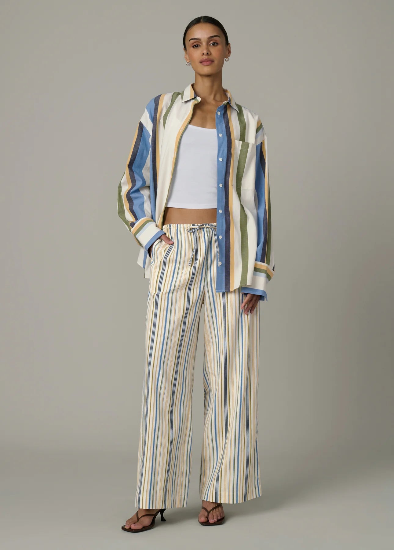 The Brynn Pant - Azure Variegated Stripe
