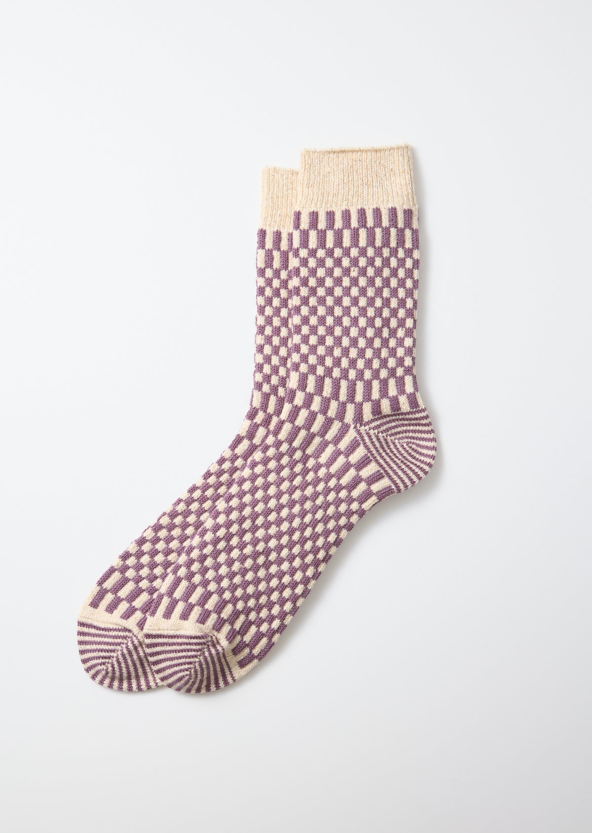 Checkerboard Pattern Socks - Light Purple