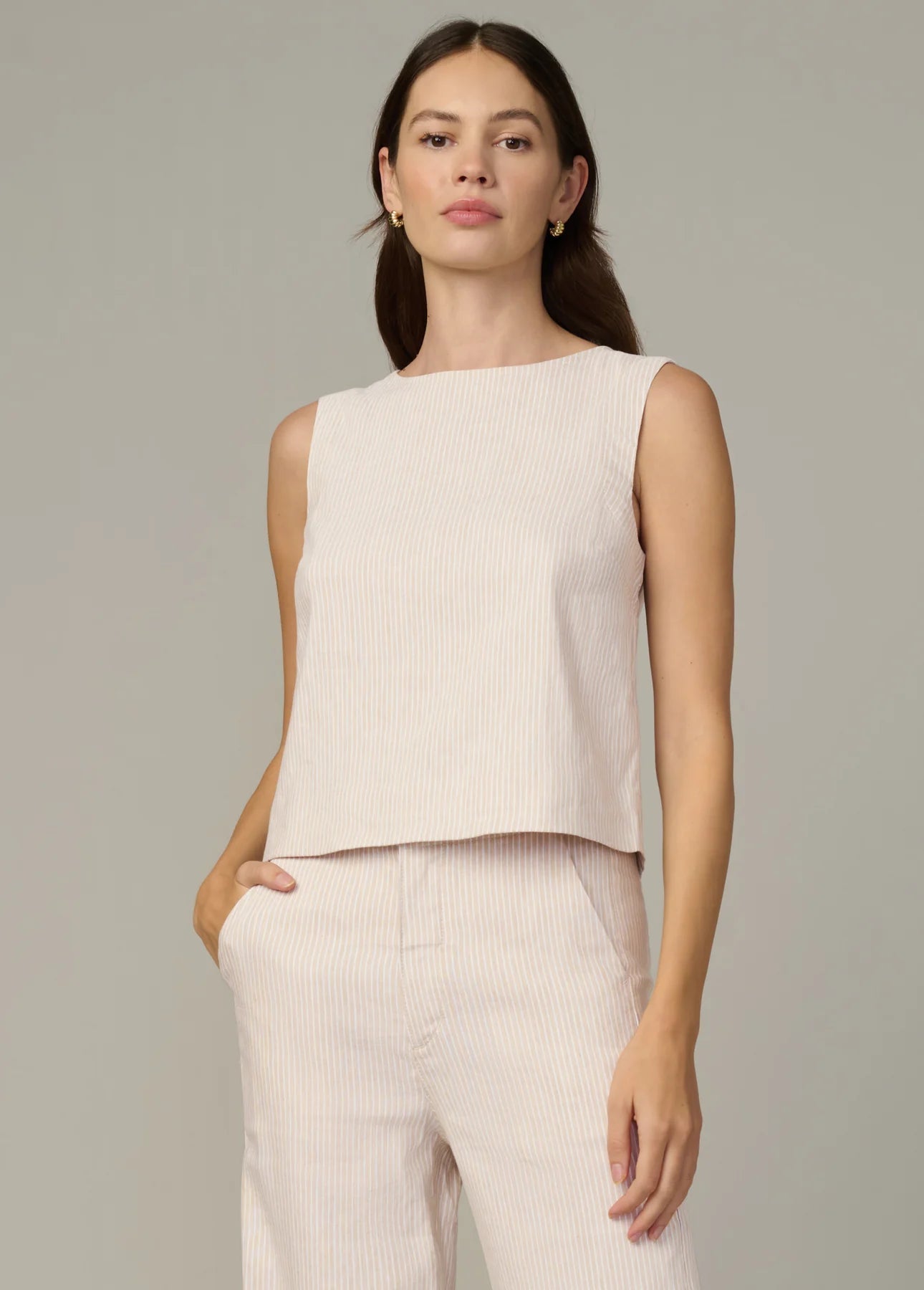 The Boat Neck Shell - Micro Stripe