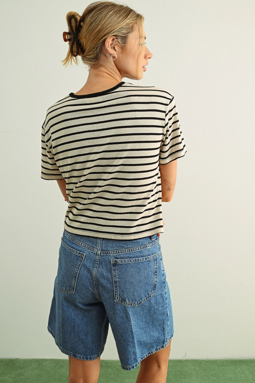 Striped Ringer Tee - Black