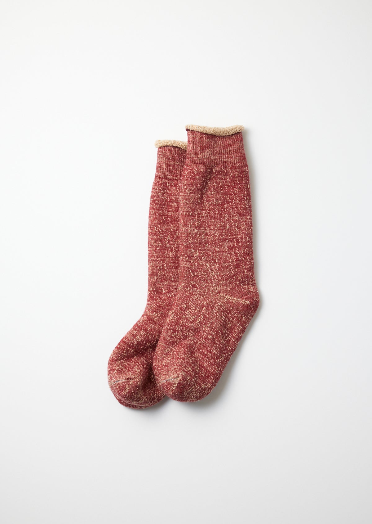 Double Face Crew Socks - Dark Red/Brown
