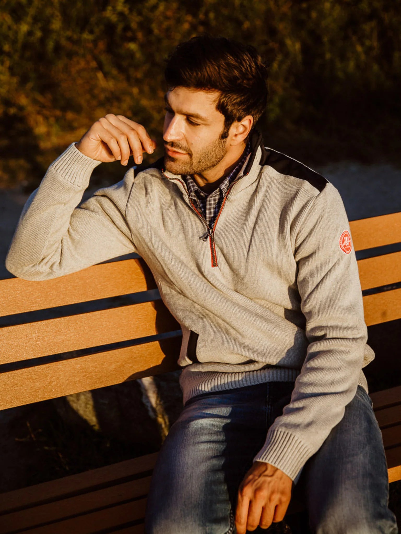 Gregor 1/4 Zip Windproof Cotton - Light Grey
